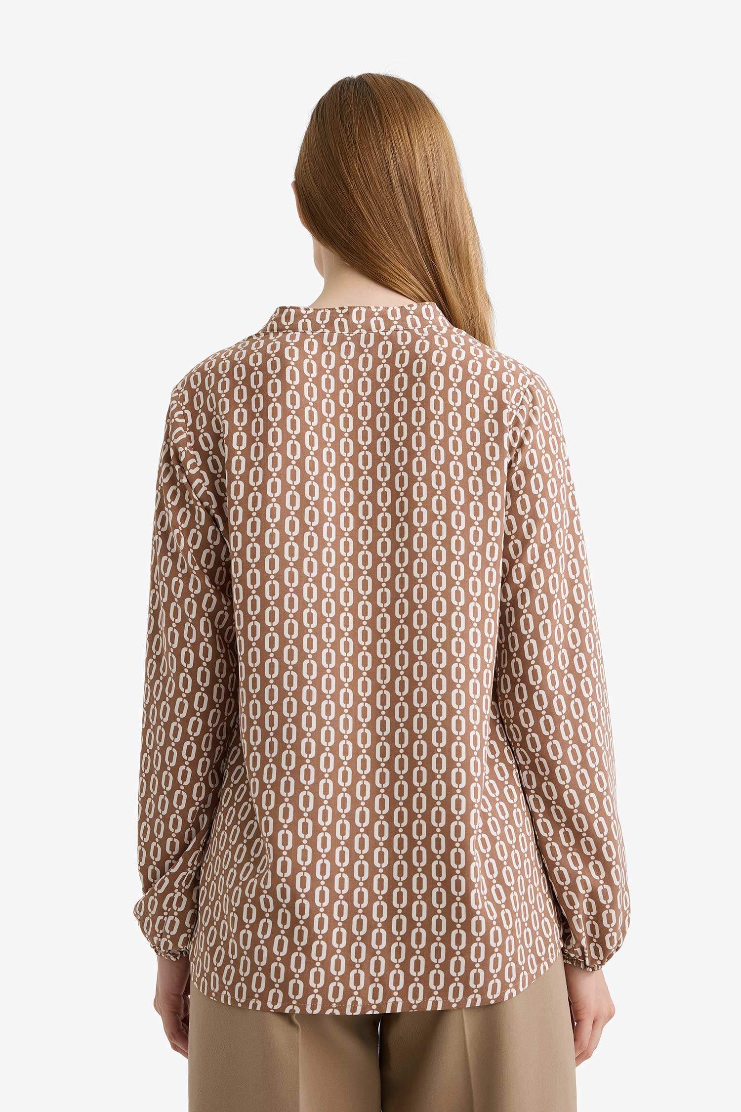 Regular Fit Crew Neck Long Sleeve Blouse