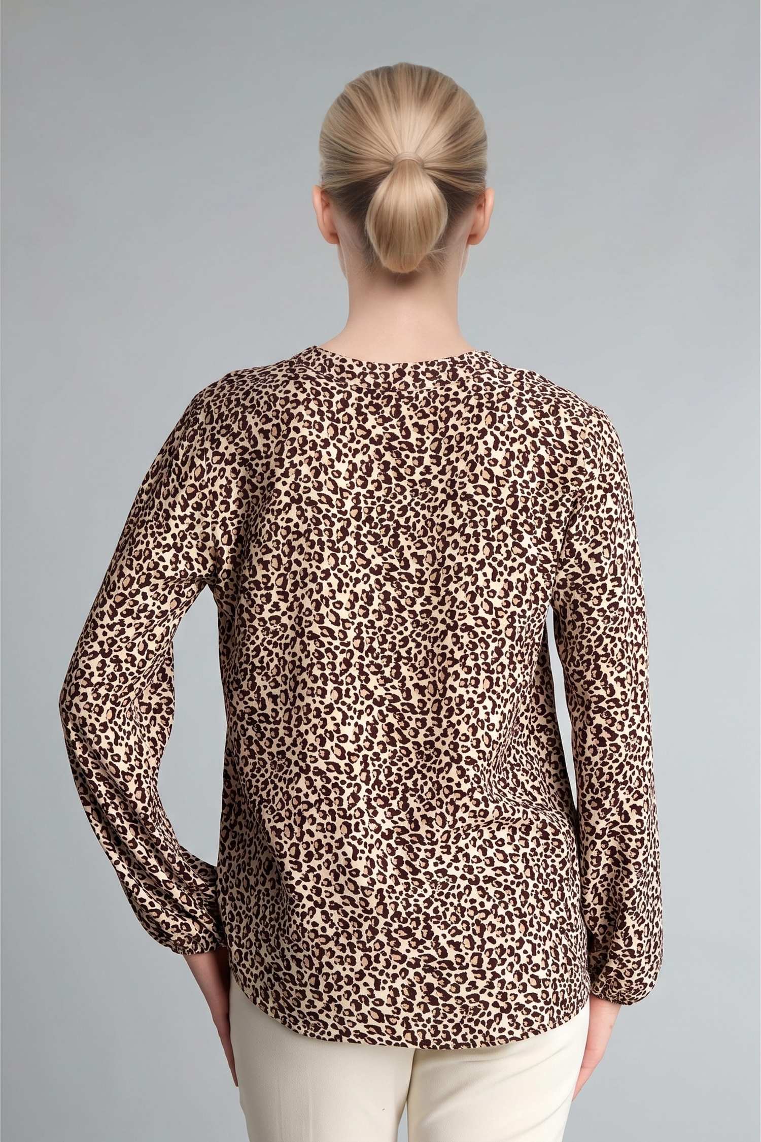 DeFacto Regular Fit Leopar Desenli Bluz görsel 5