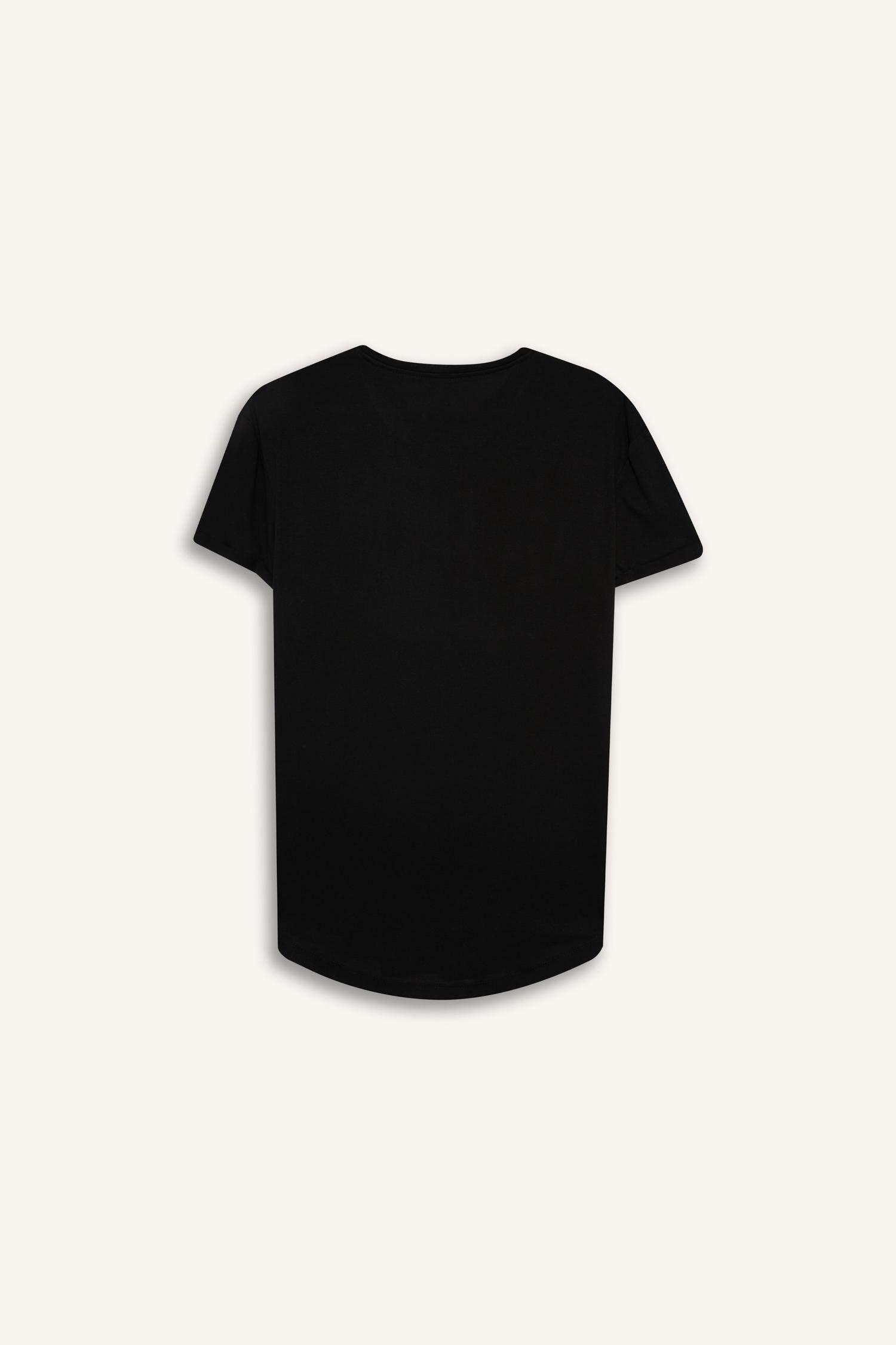 Long Muscle Fit Bisiklet Yaka Basic Düz Kısa Kollu Tişört