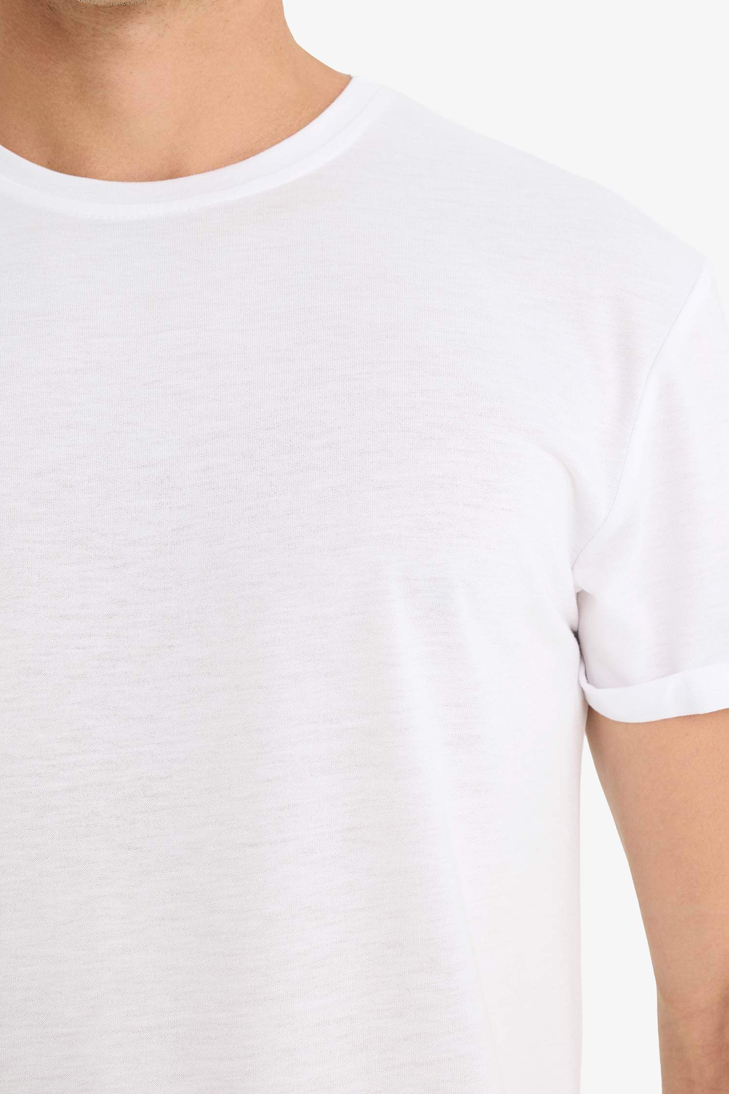 Long Muscle Fit Bisiklet Yaka Basic Düz Kısa Kollu Tişört