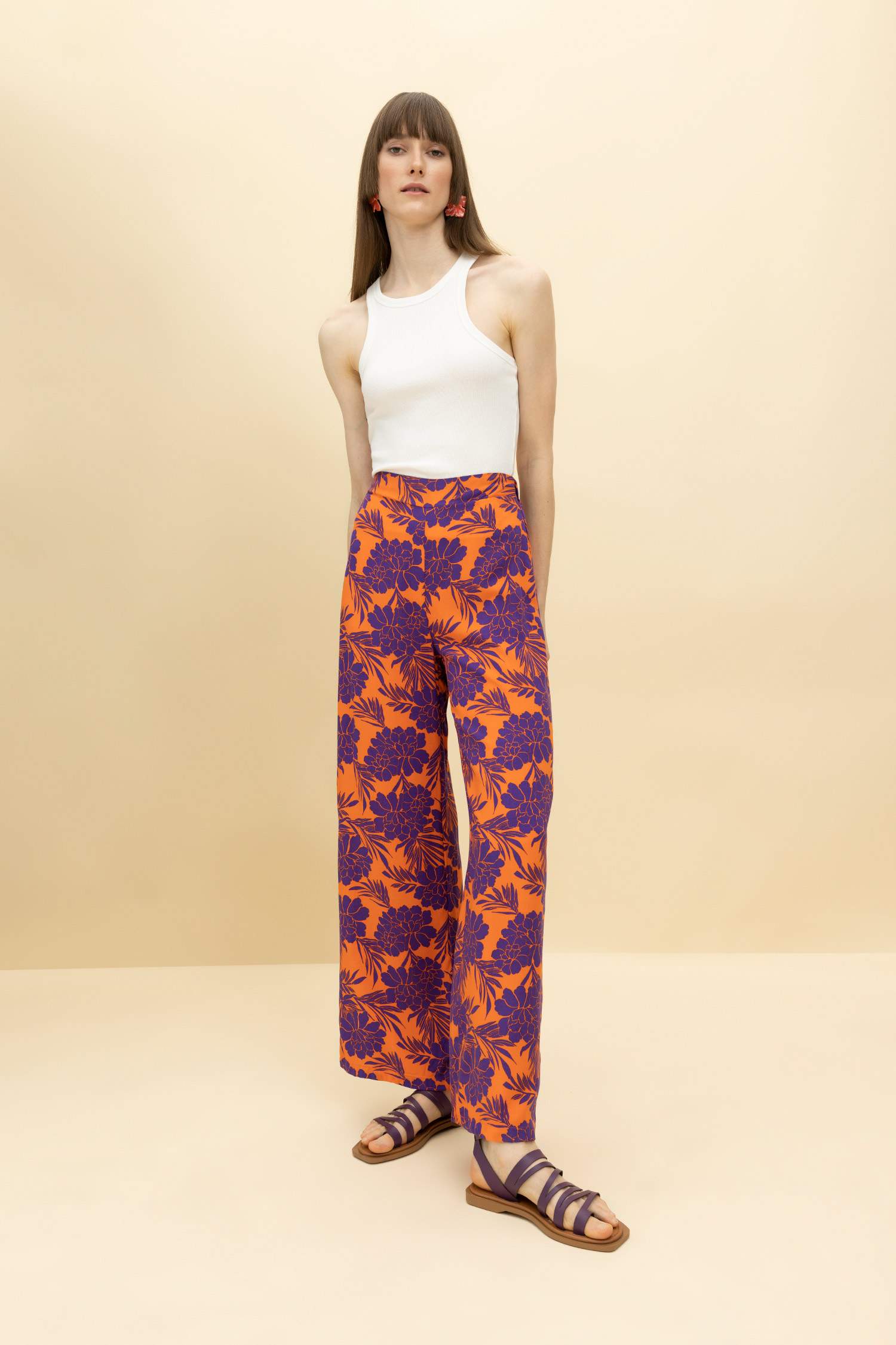 Palazzo Wide Leg Viscose Trousers