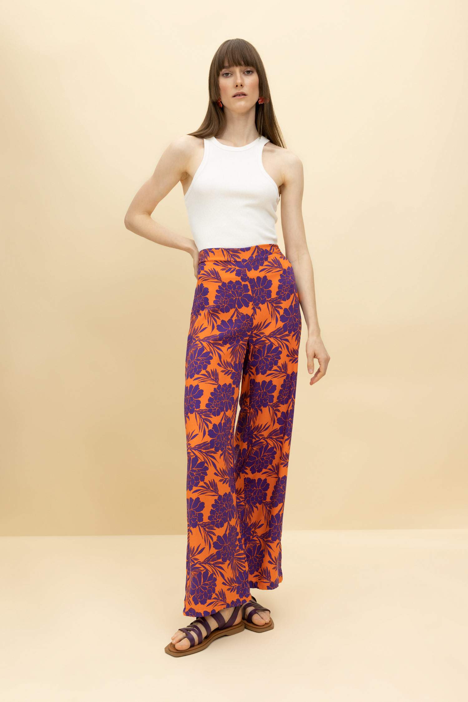 Palazzo Wide Leg Viscose Trousers