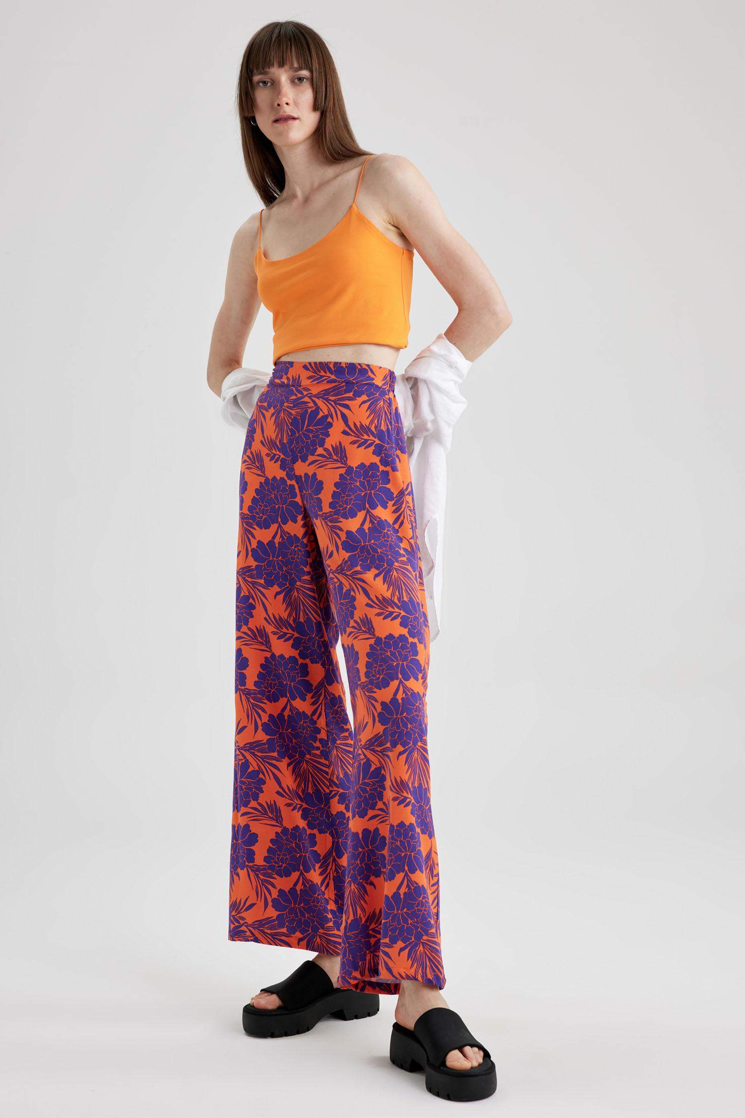 Palazzo Wide Leg Viscose Trousers