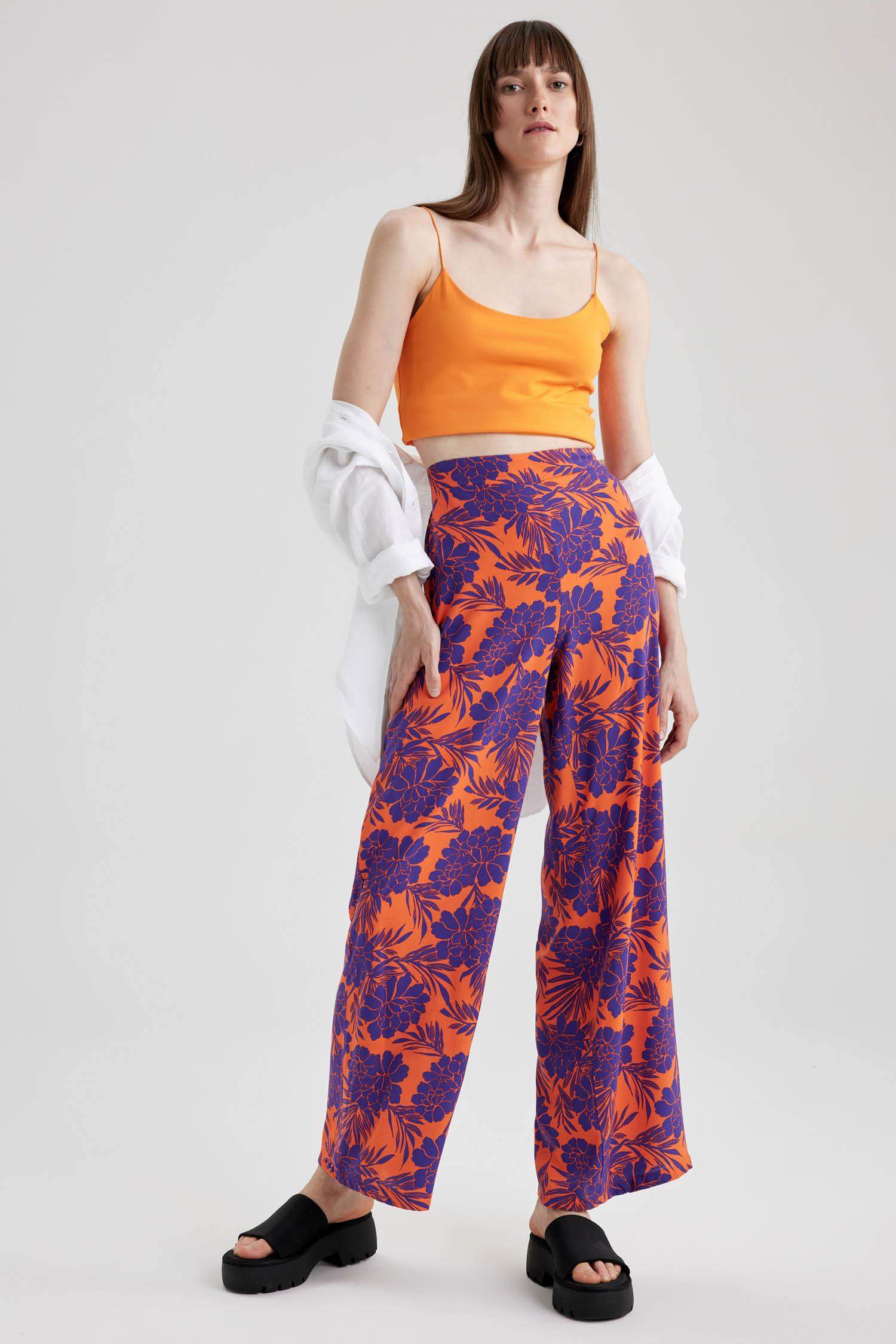 Palazzo Wide Leg Viscose Trousers