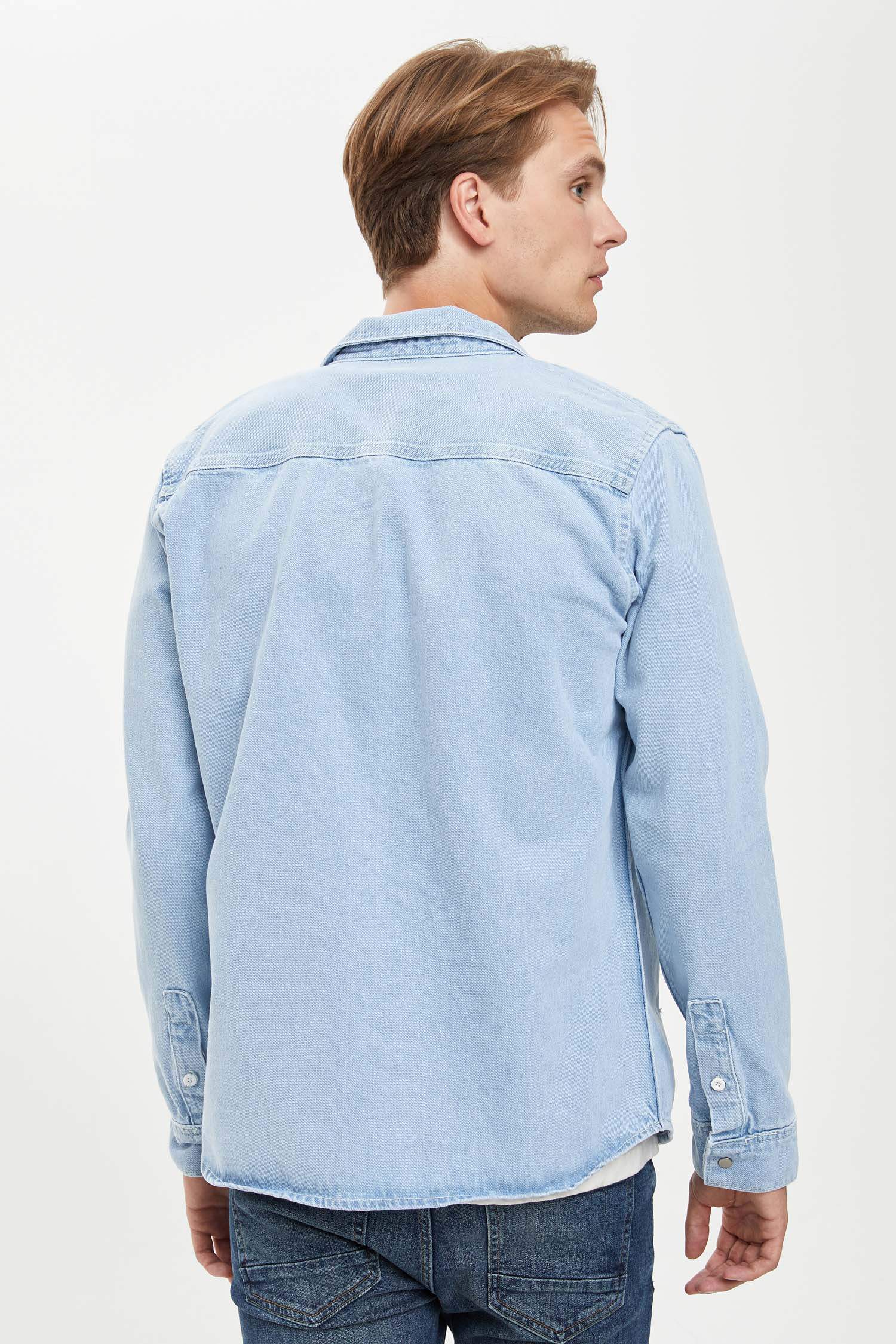Long-Sleeved Denim Shirt 1157819 | DeFacto