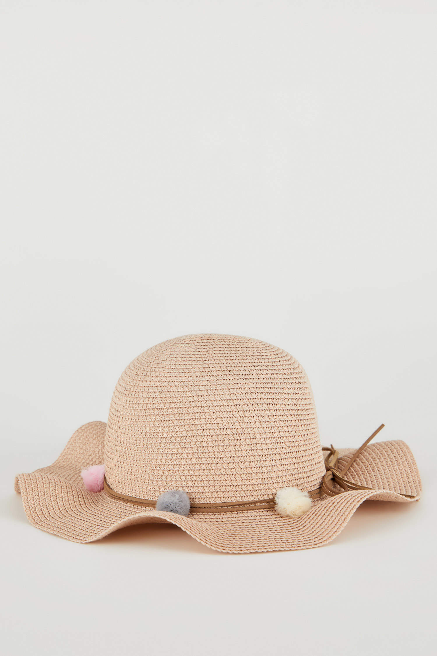 Kız Çocuk Ponponlu Hasır Şapka