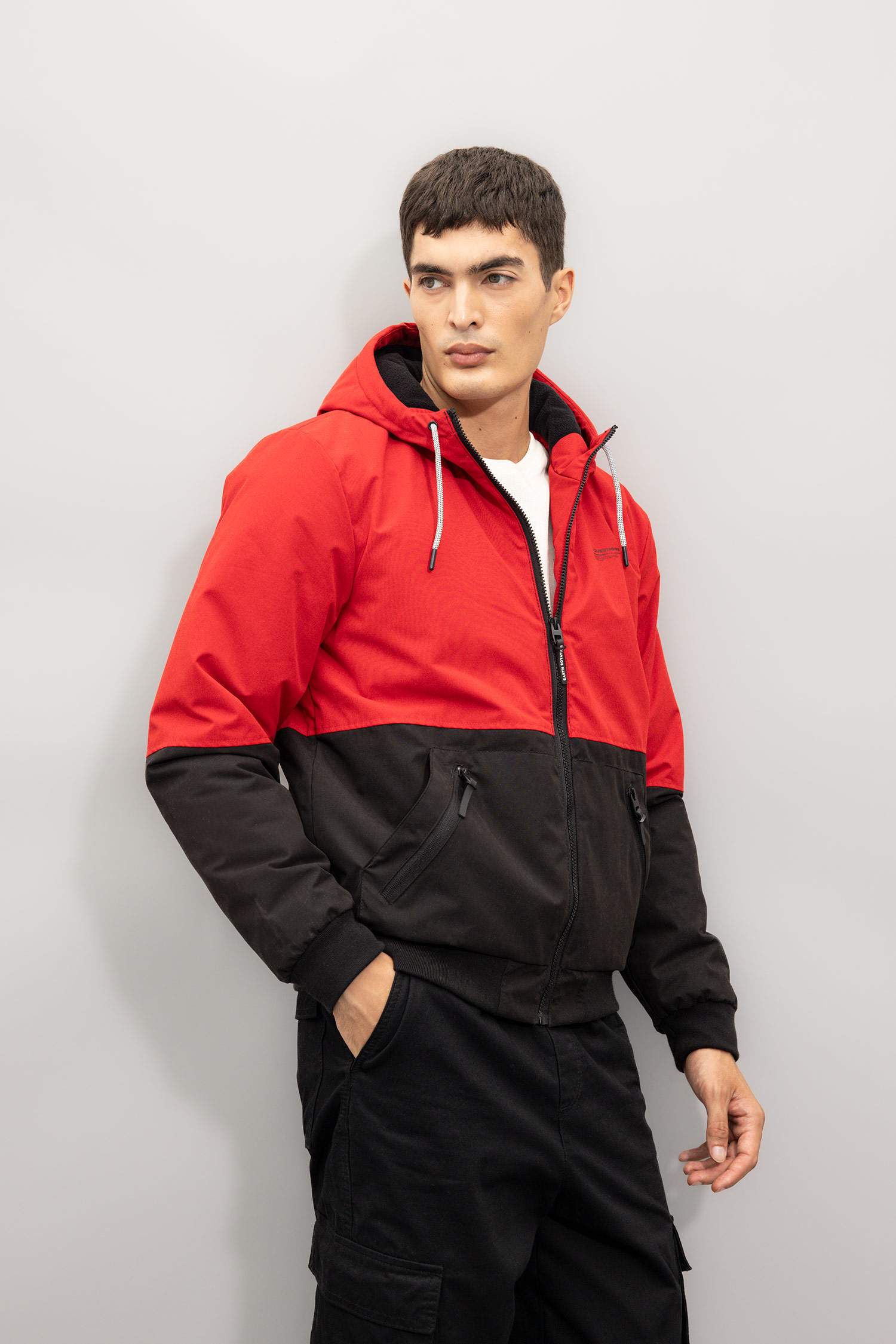 Slim Fit Hooded Polar Fleece Lined Jacket