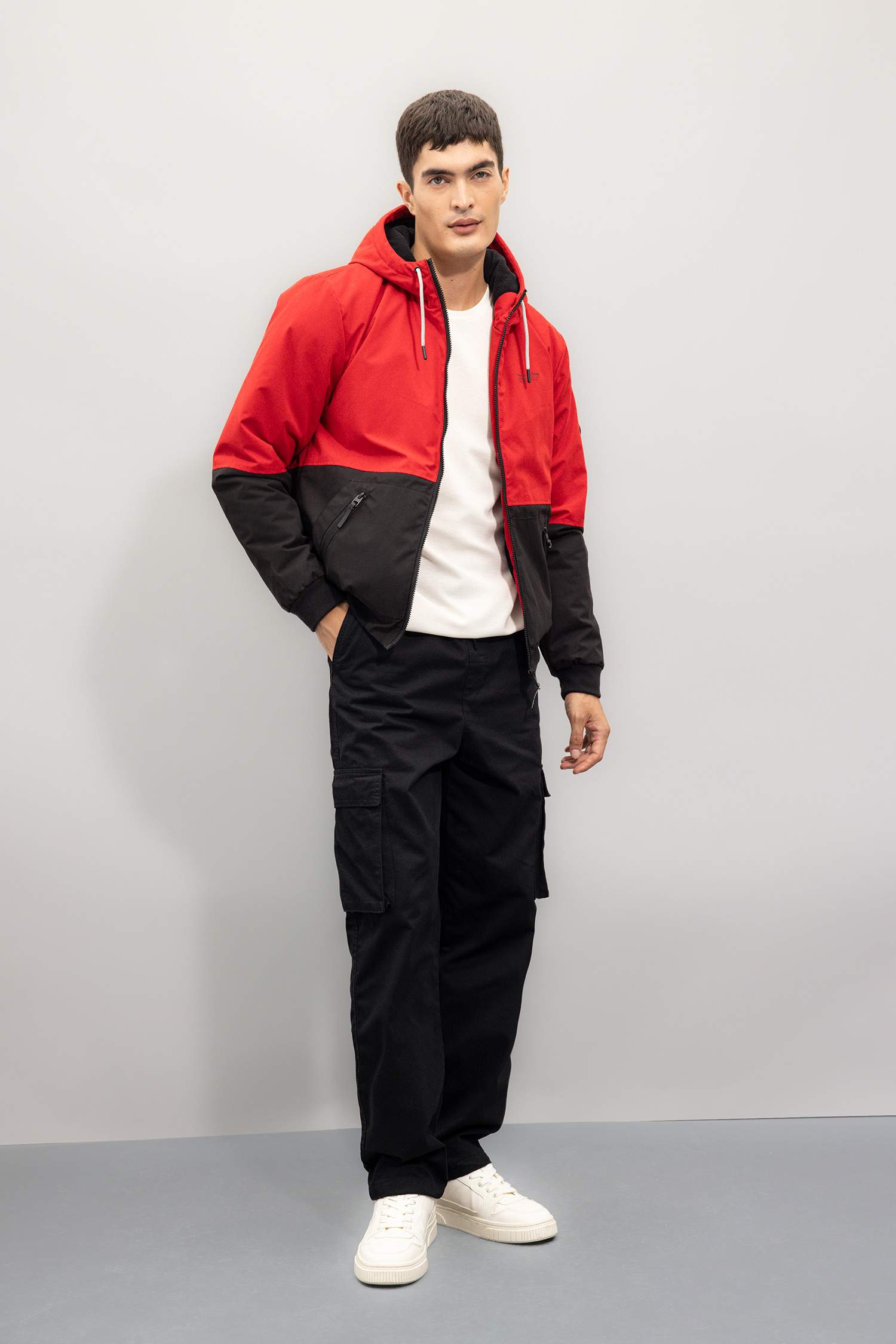 Slim Fit Hooded Polar Fleece Lined Jacket