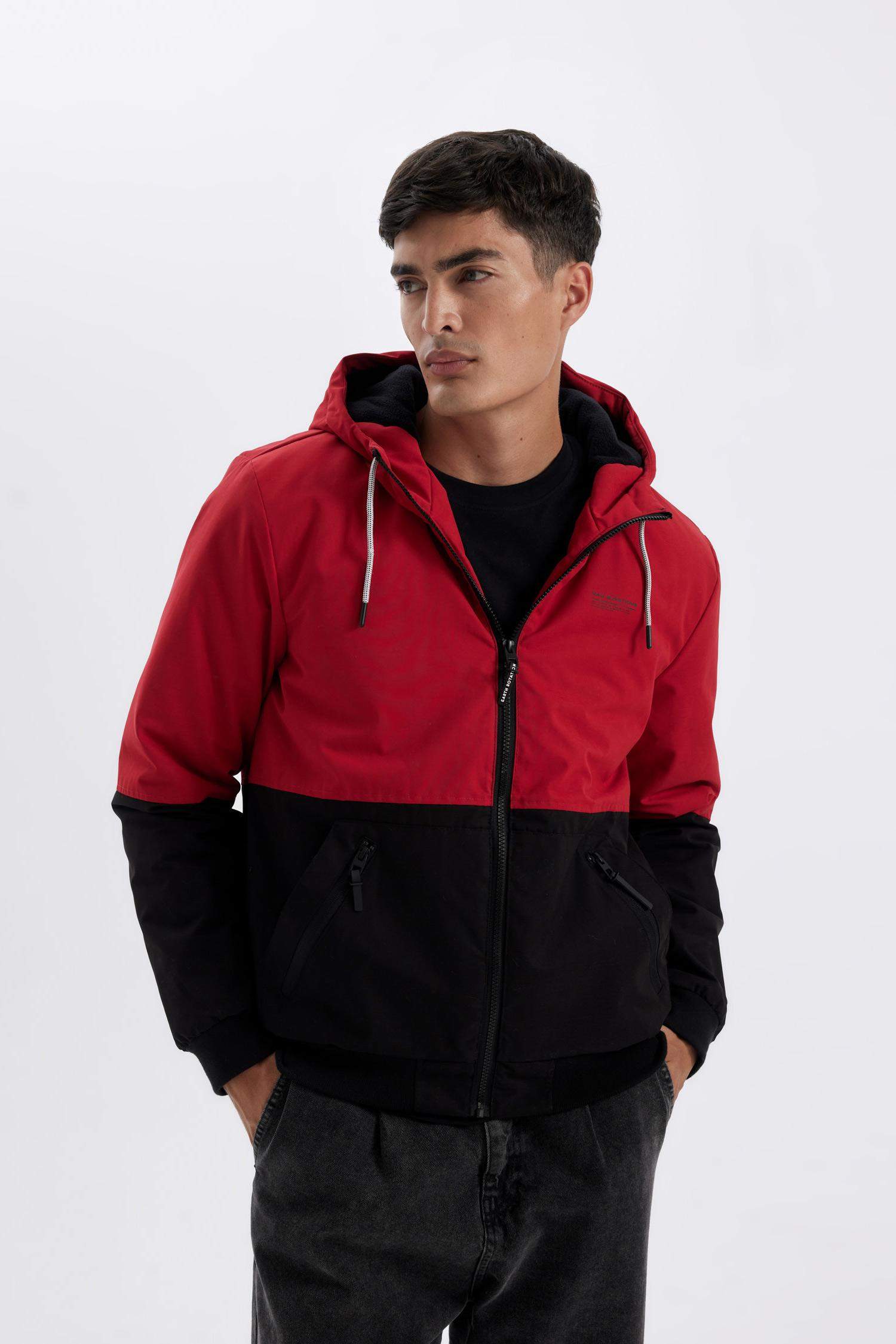 Slim Fit Hooded Polar Fleece Lined Jacket
