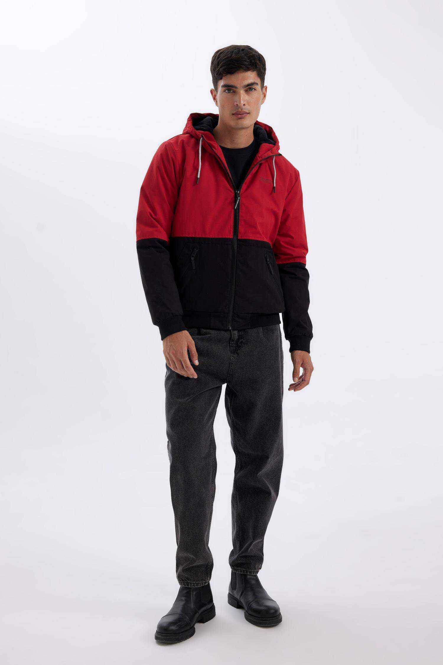 Slim Fit Hooded Polar Fleece Lined Jacket