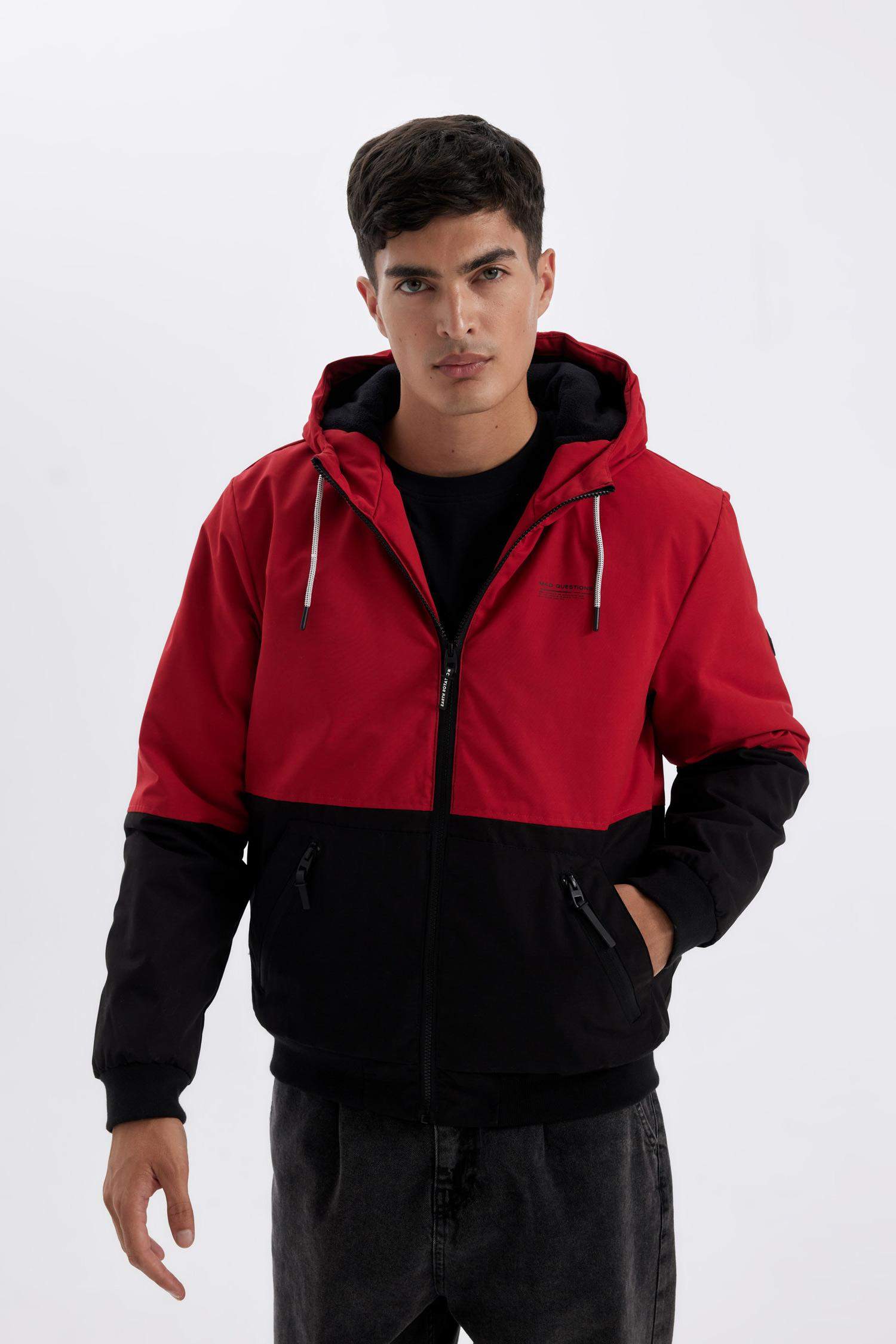 Slim Fit Hooded Polar Fleece Lined Jacket