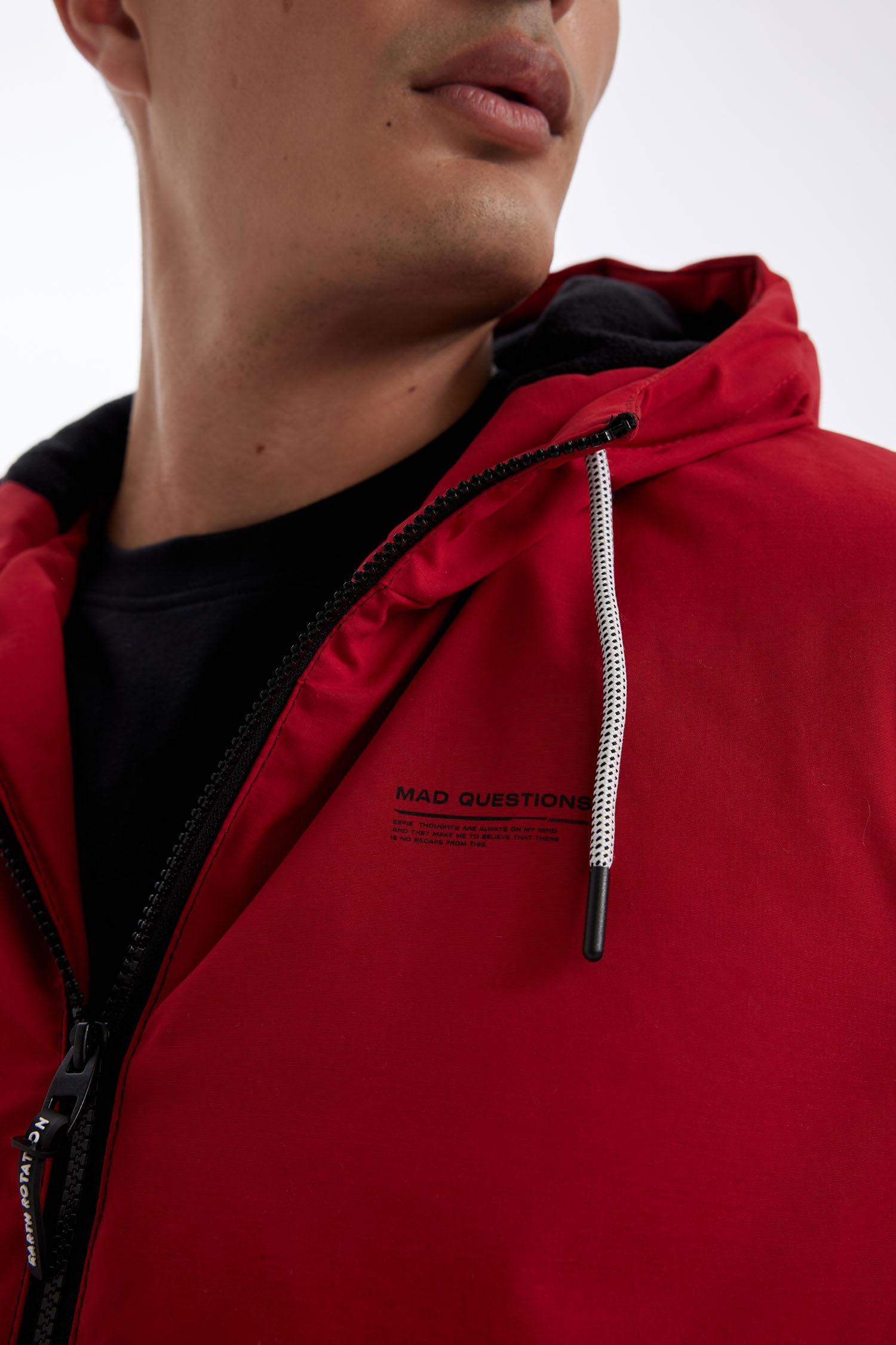 Slim Fit Hooded Polar Fleece Lined Jacket