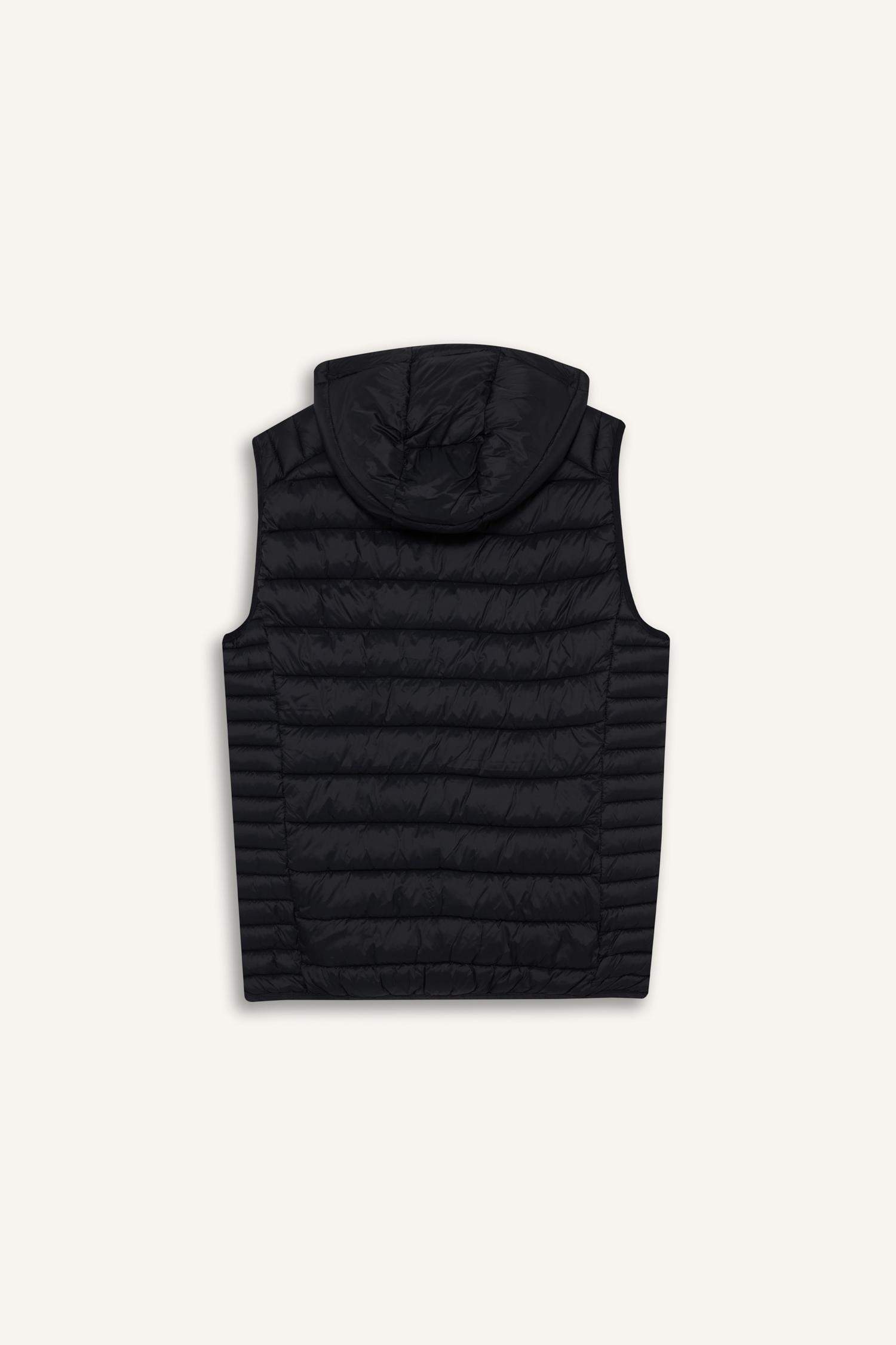 Hooded Zipper Closure Pocketed Thin Puffer Vest