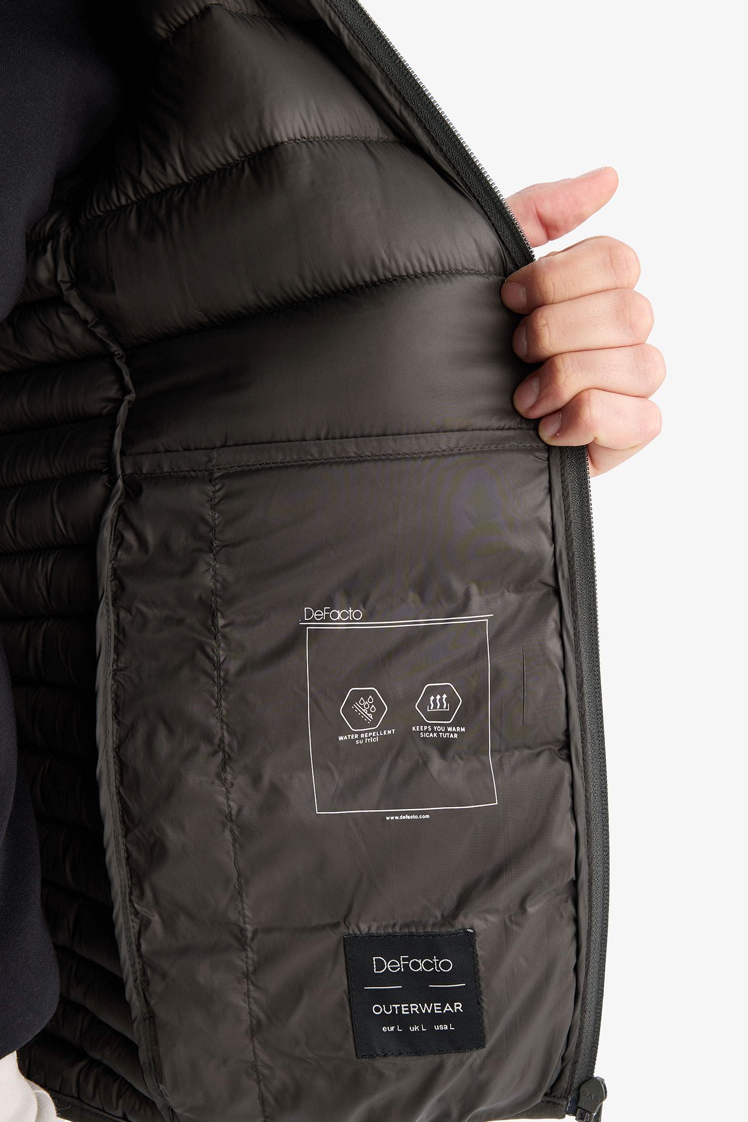 Su İtici Slim Fit Dar Kesim İç Cep Detaylı Kapüşonlu Fermuarlı Cepli Şişme Mont