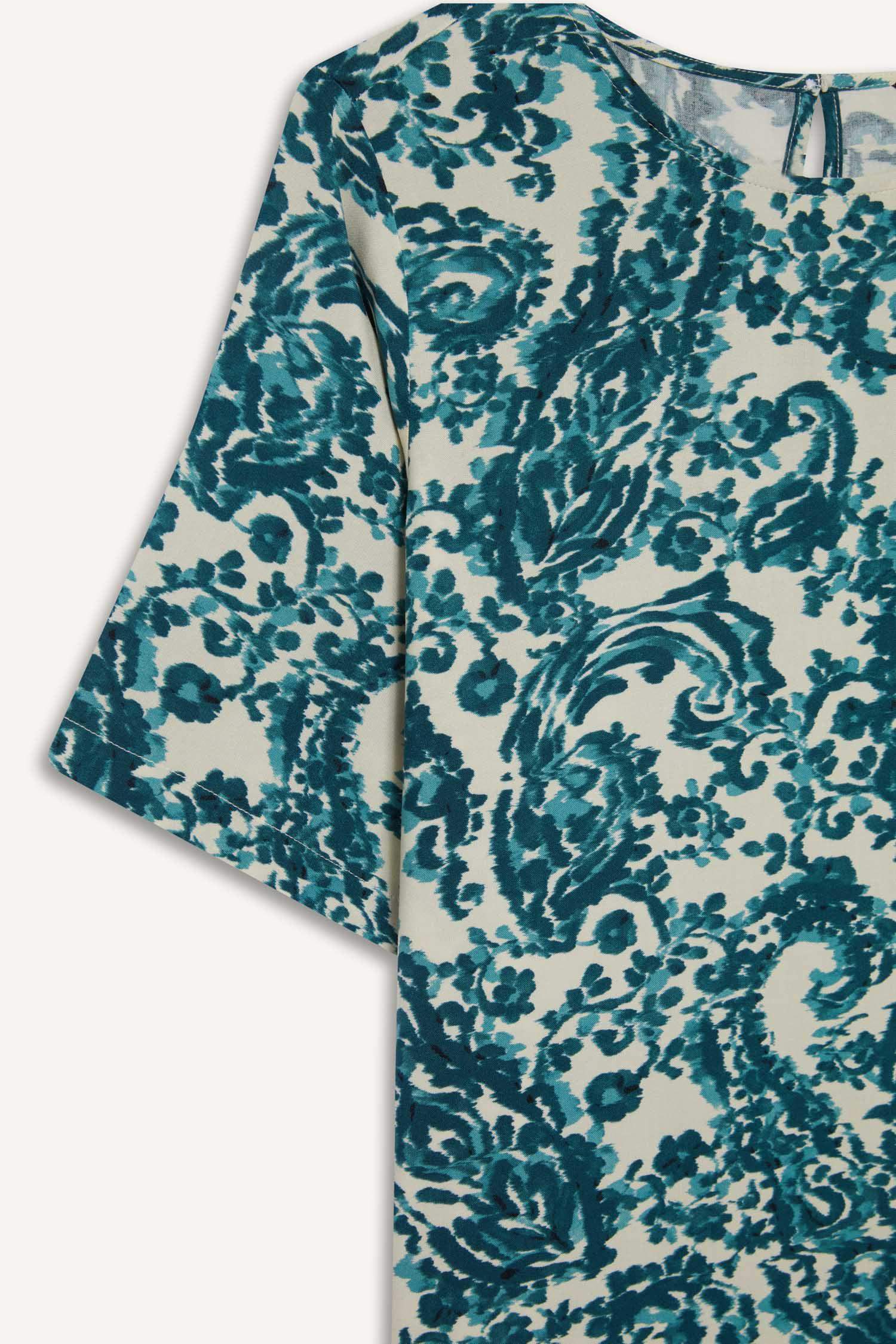 Блузка стандартной посадки с круглым вырезом, с принтом, с коротким рукавом