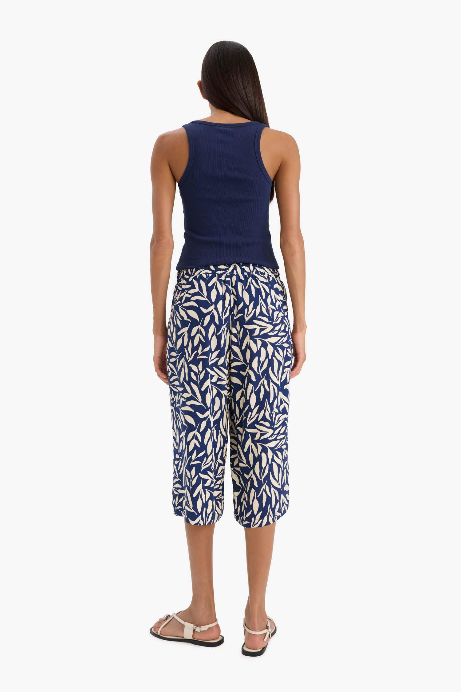 Viscose High Waist Crop Fit Capri