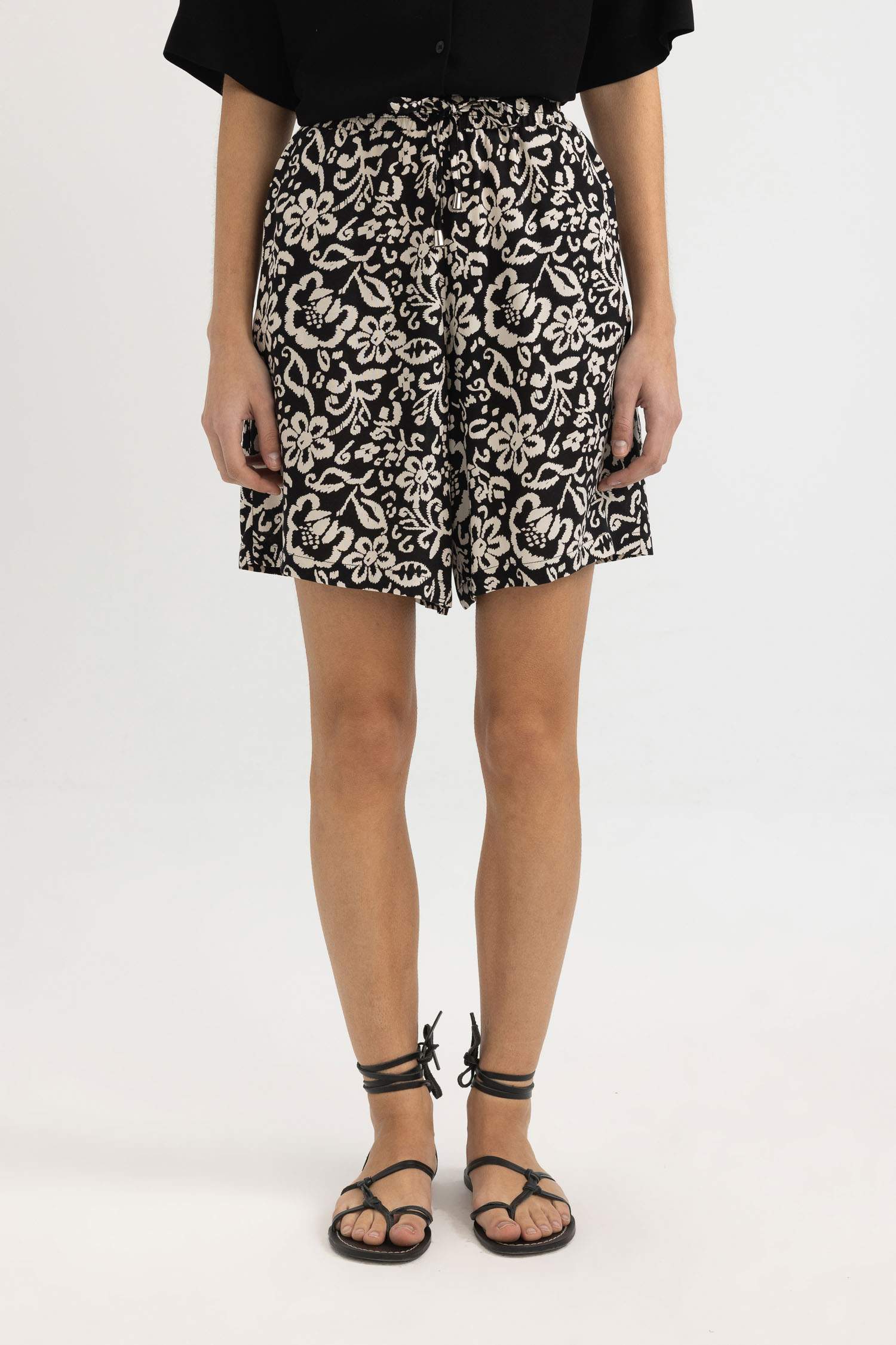 Relax Fit High Waist Wide Leg Shorts