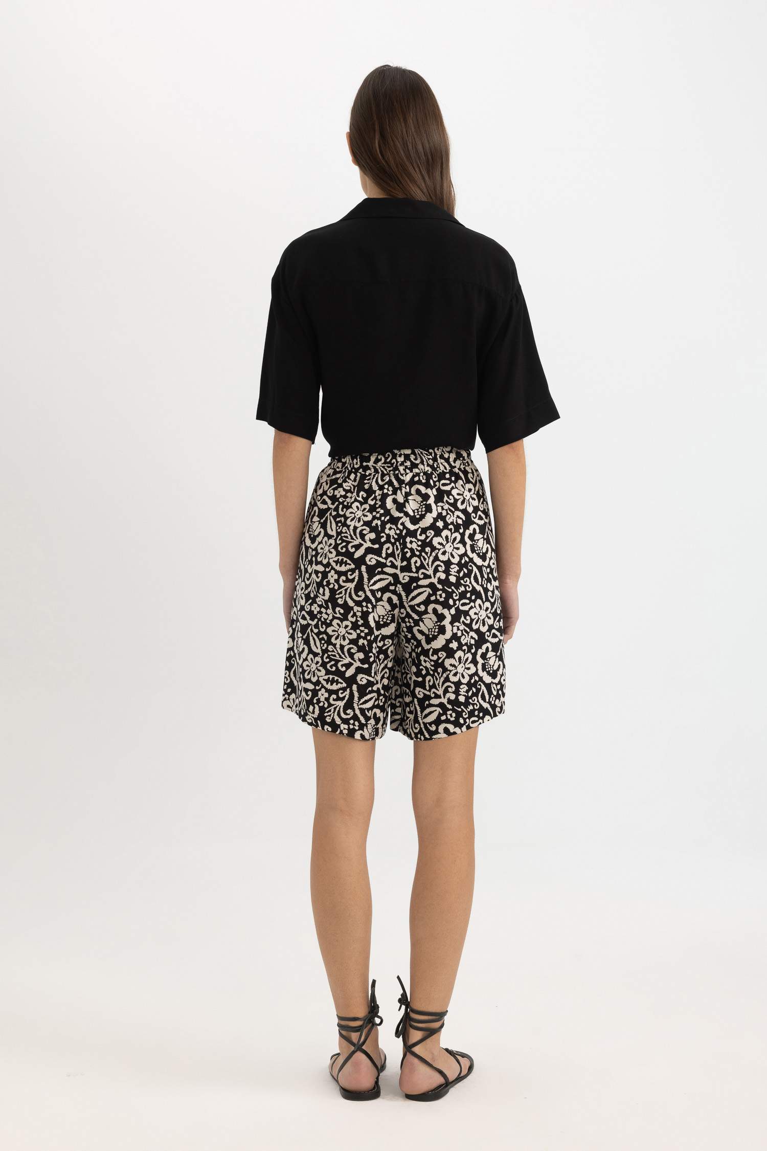 Relax Fit High Waist Wide Leg Shorts