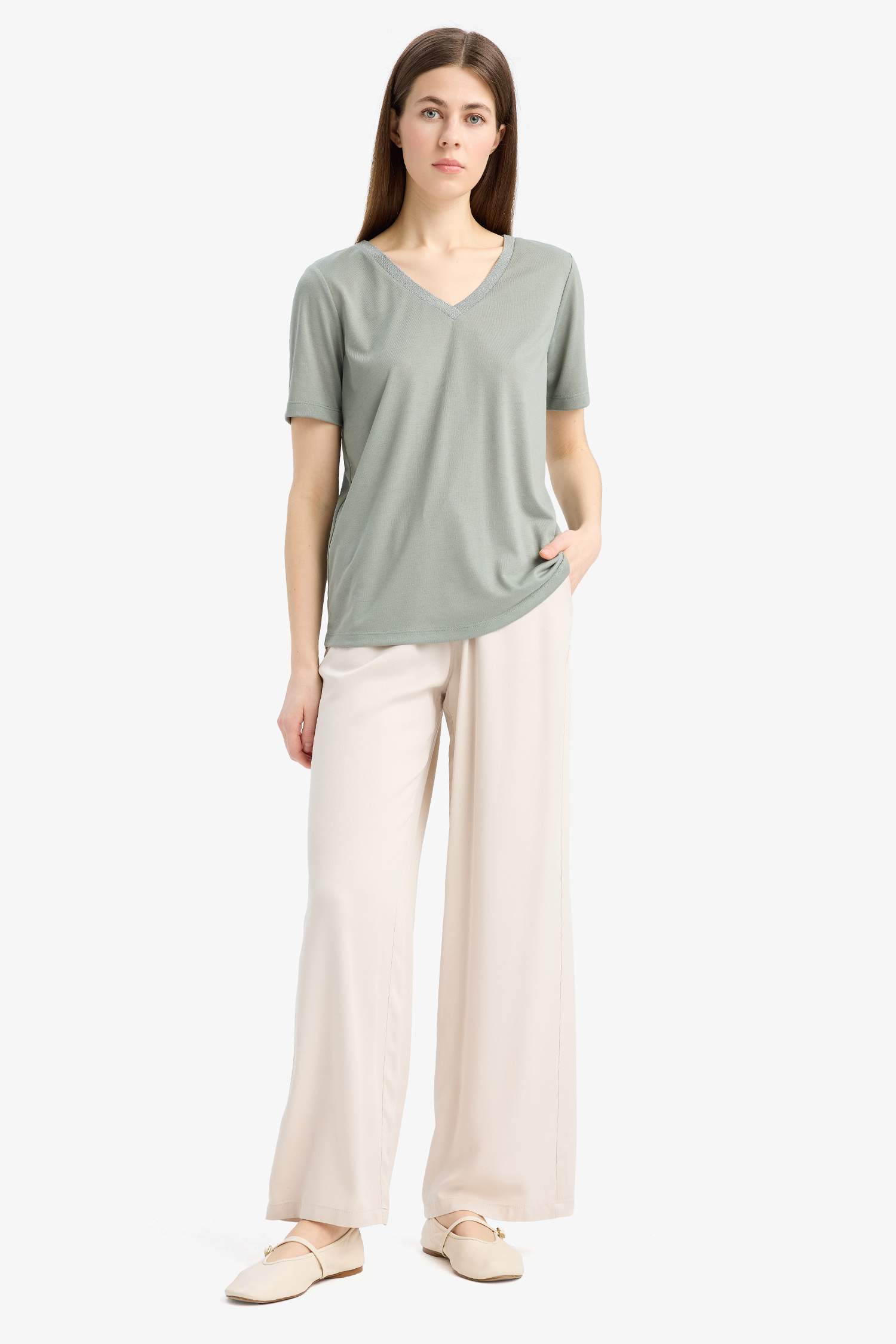 Wide Leg Wide Leg With Pockets Viscose Trousers