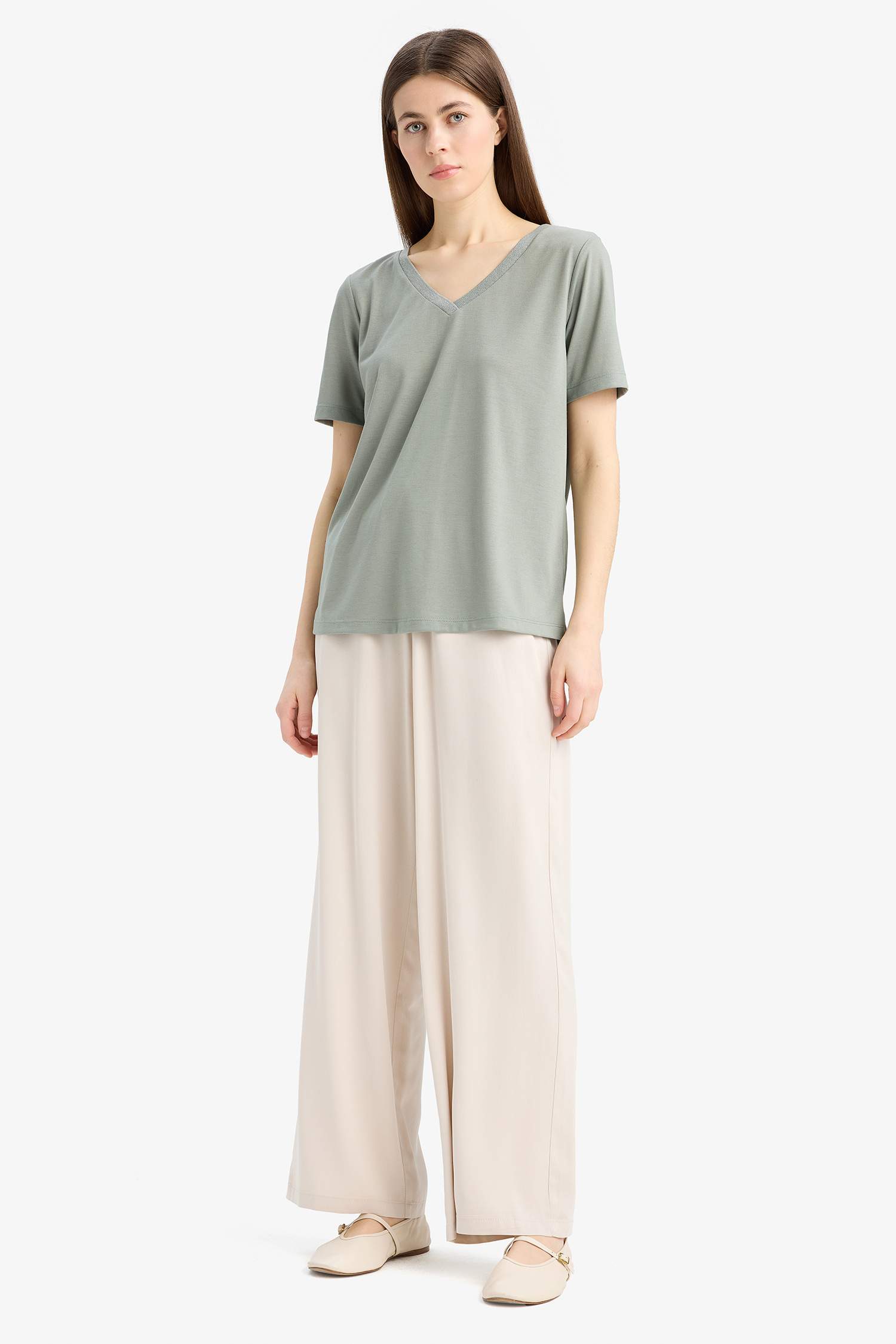 Wide Leg Wide Leg With Pockets Viscose Trousers