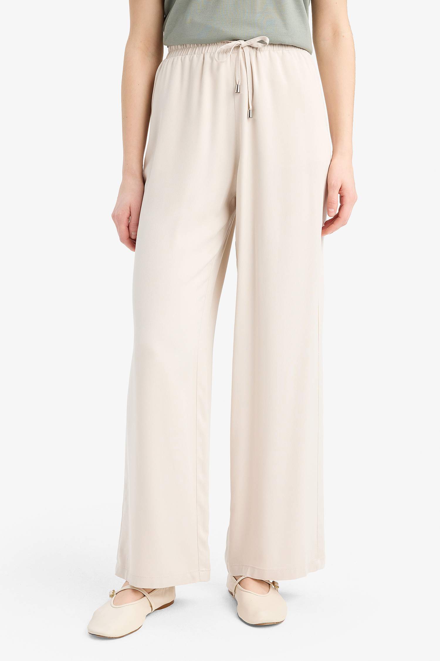 Wide Leg Wide Leg With Pockets Viscose Trousers