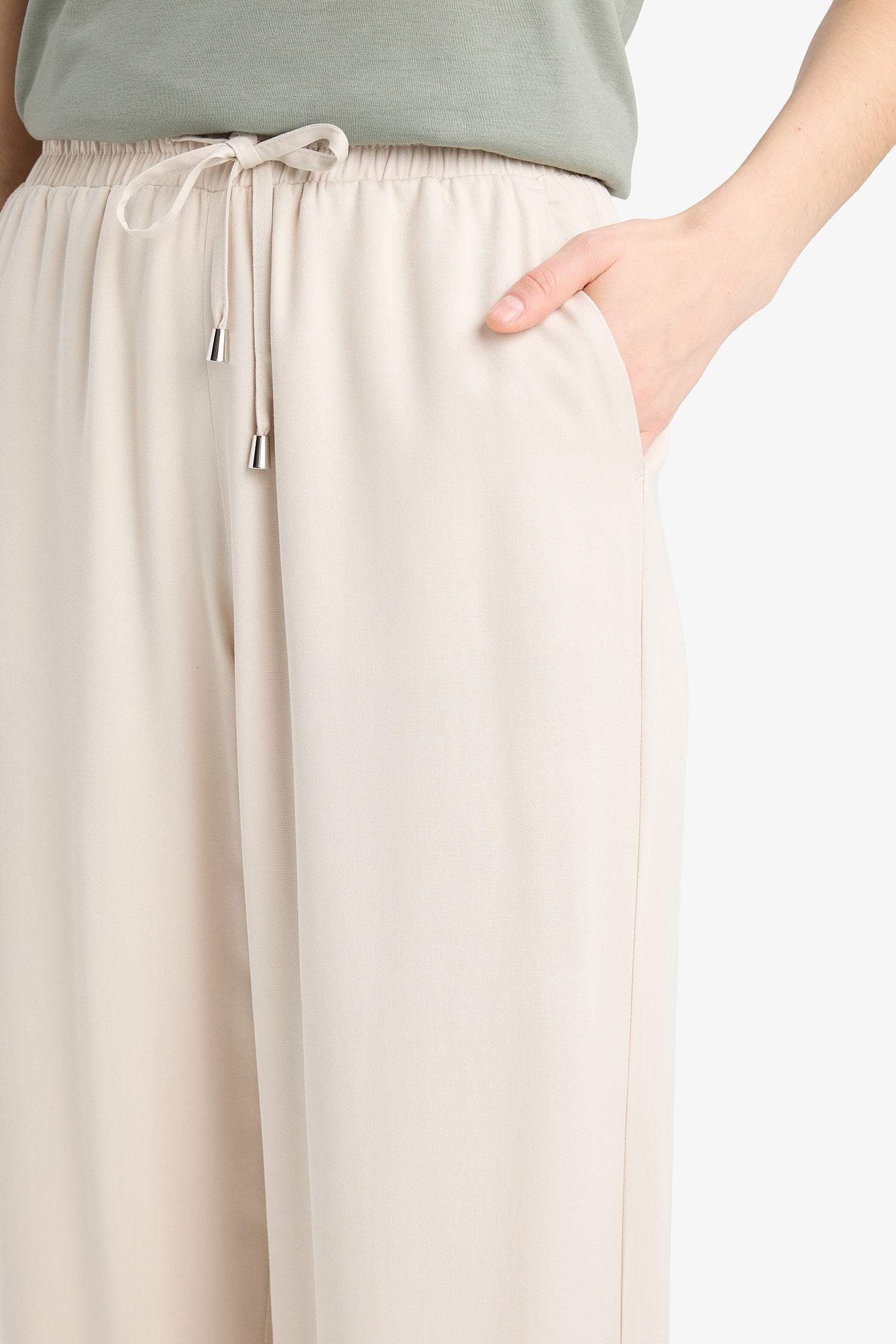 Wide Leg Wide Leg With Pockets Viscose Trousers