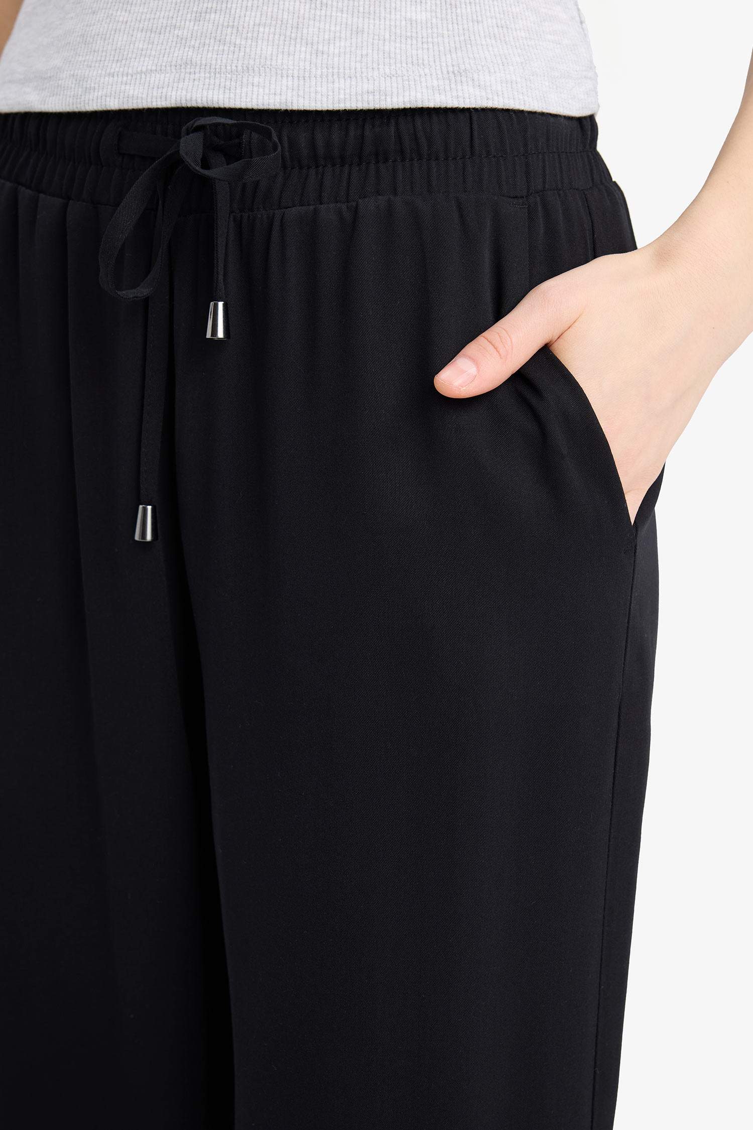 Wide Leg Wide Leg With Pockets Viscose Trousers