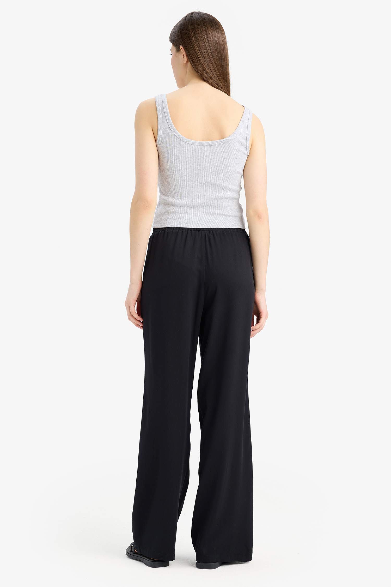 Wide Leg Wide Leg With Pockets Viscose Trousers