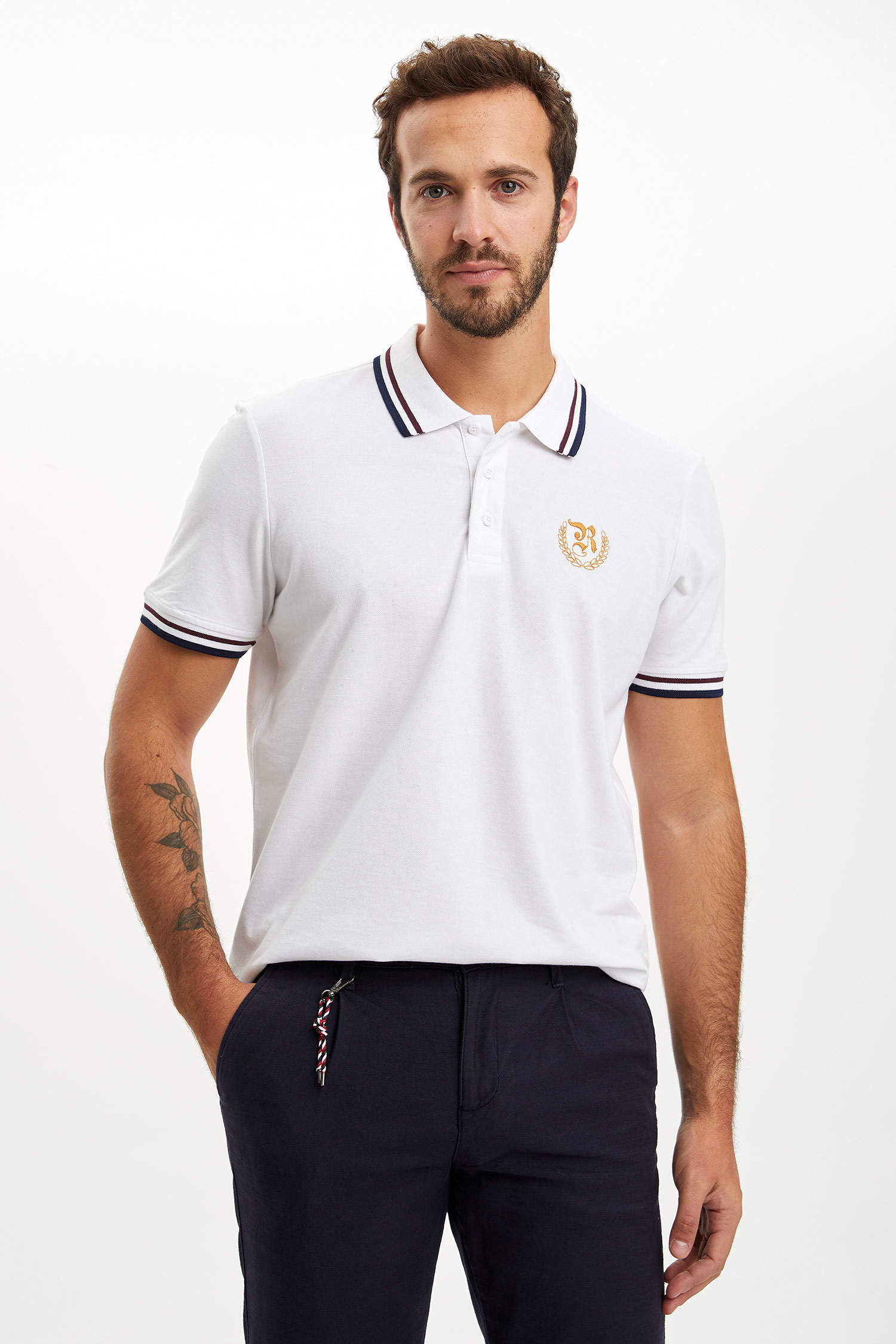 White MAN Armalı Regular Fit Polo T-shirt 1168967 | DeFacto