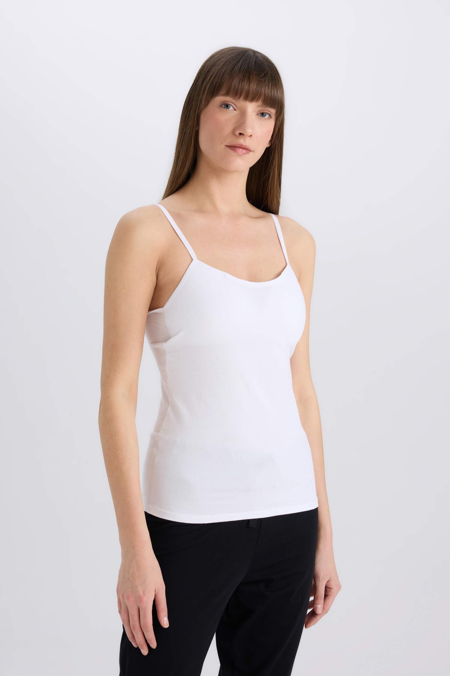 Pedli Pamuklu Askılı Beyaz Atlet-Fall in Love