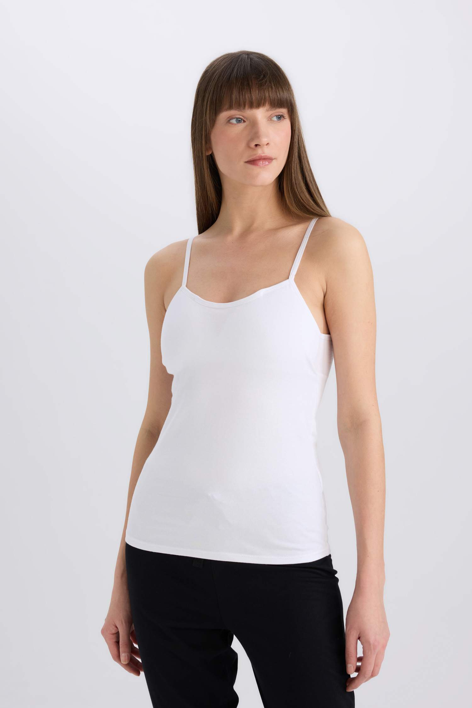 Pedli Pamuklu Askılı Beyaz Atlet-Fall in Love