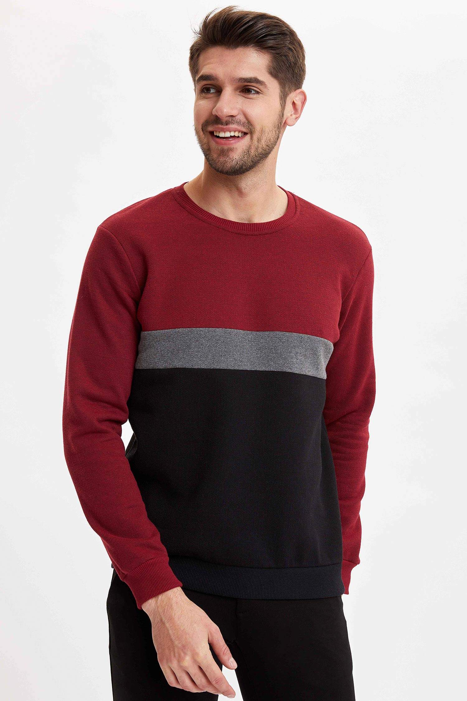 Defacto Renk Bloklu Regular Fit Sweatshirt. 1