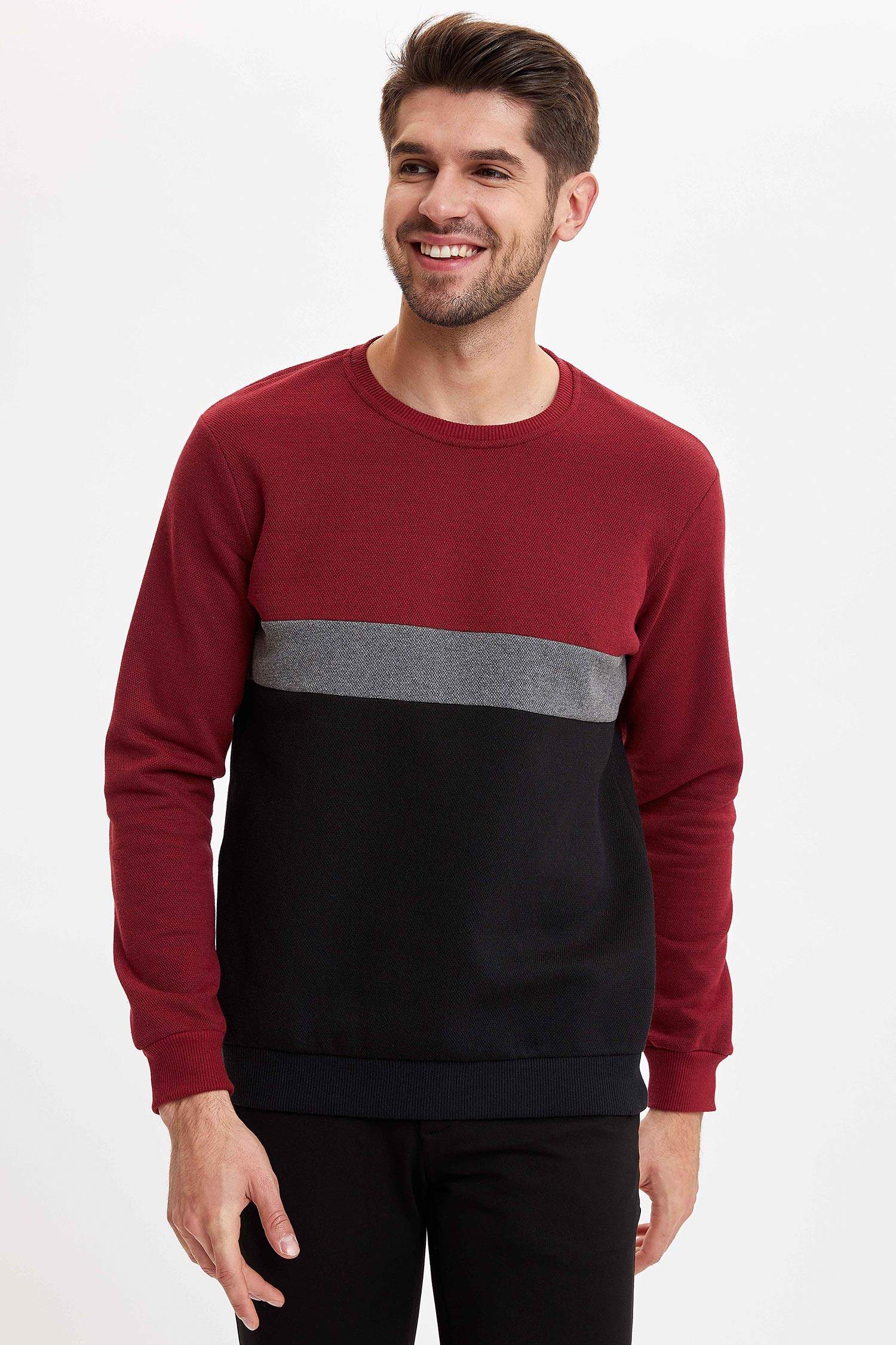 Defacto Renk Bloklu Regular Fit Sweatshirt. 3