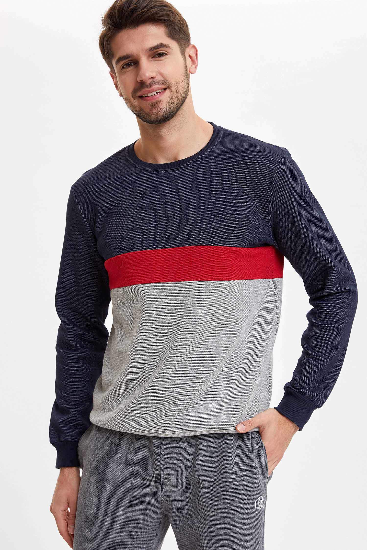 Defacto Renk Bloklu Regular Fit Sweatshirt. 1