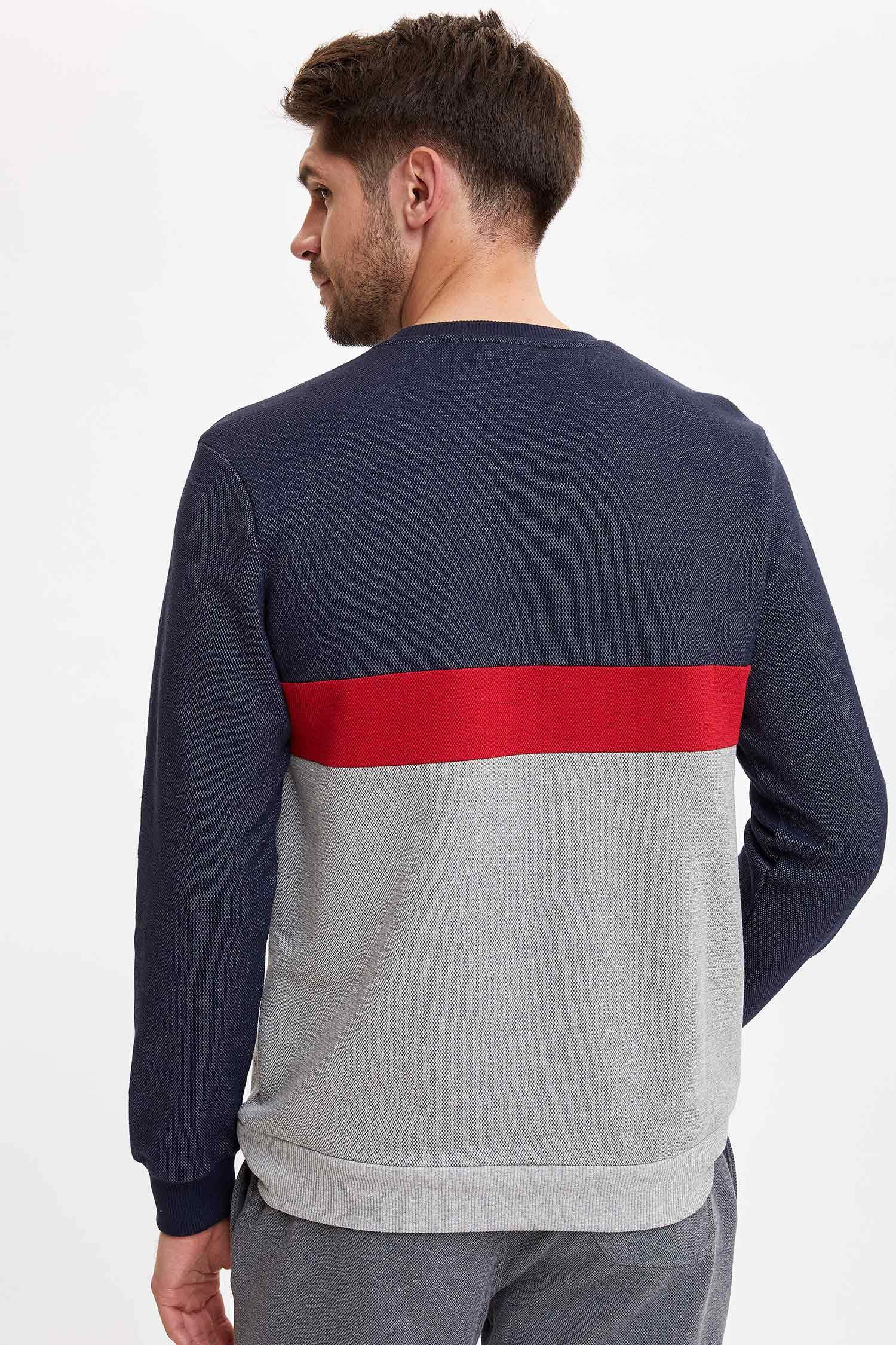 Defacto Renk Bloklu Regular Fit Sweatshirt. 4