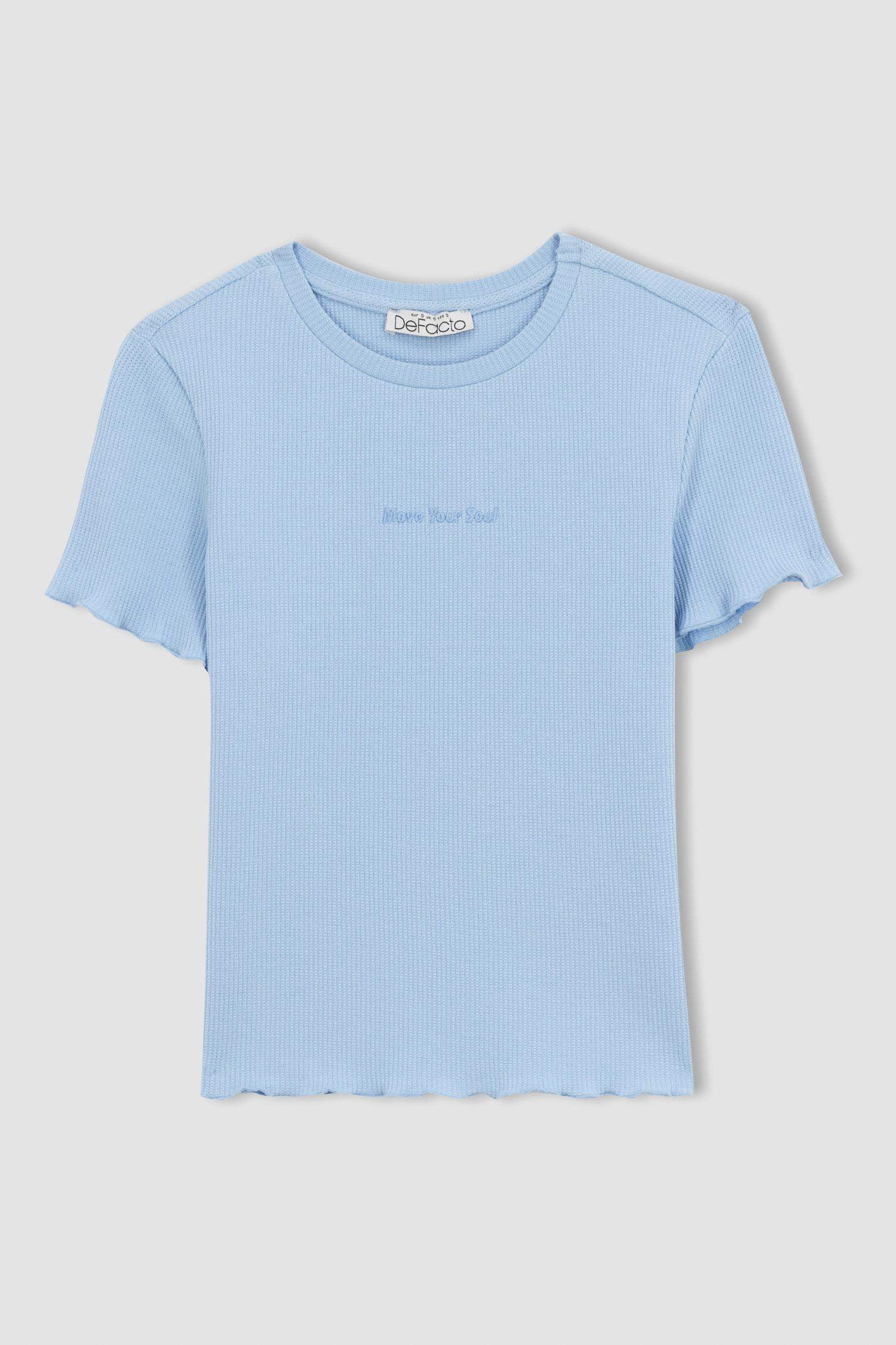 تيشيرت وافل برقبة مستديرة