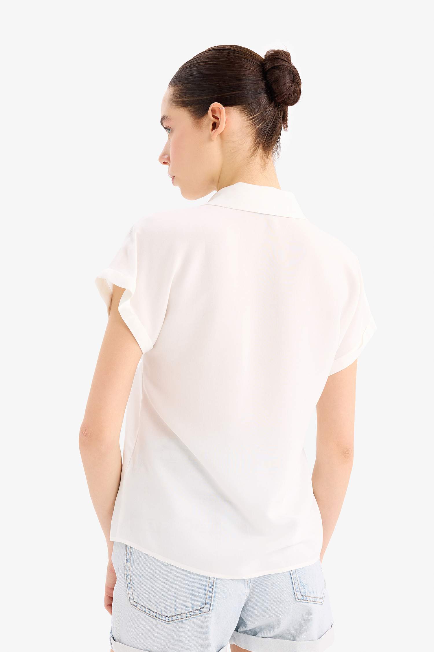 Regular Fit Shirt Collar Viscose Short Sleeve Shirt