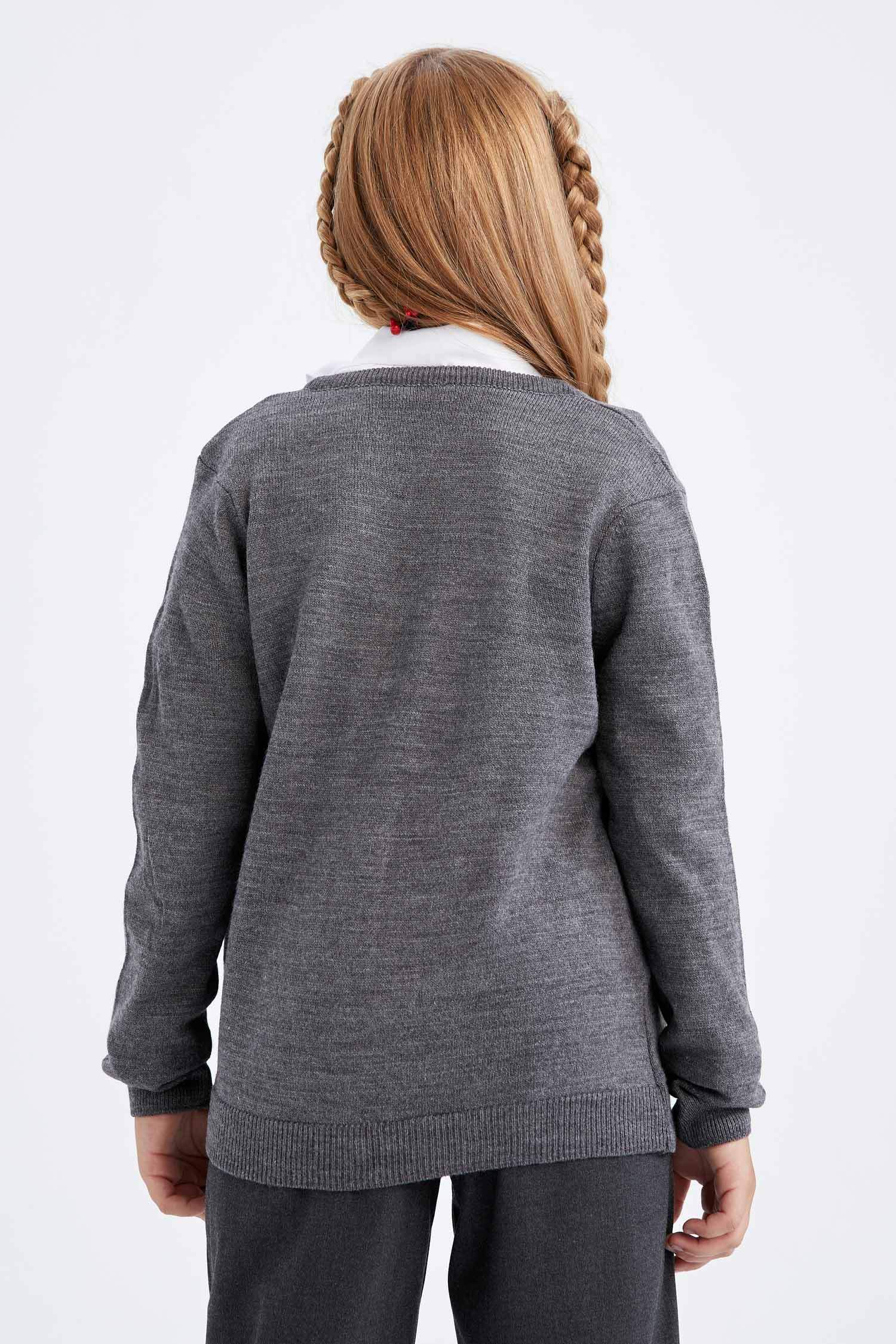 Кардиган стандартного кроя на пуговицах для девочек, Школьная коллекция