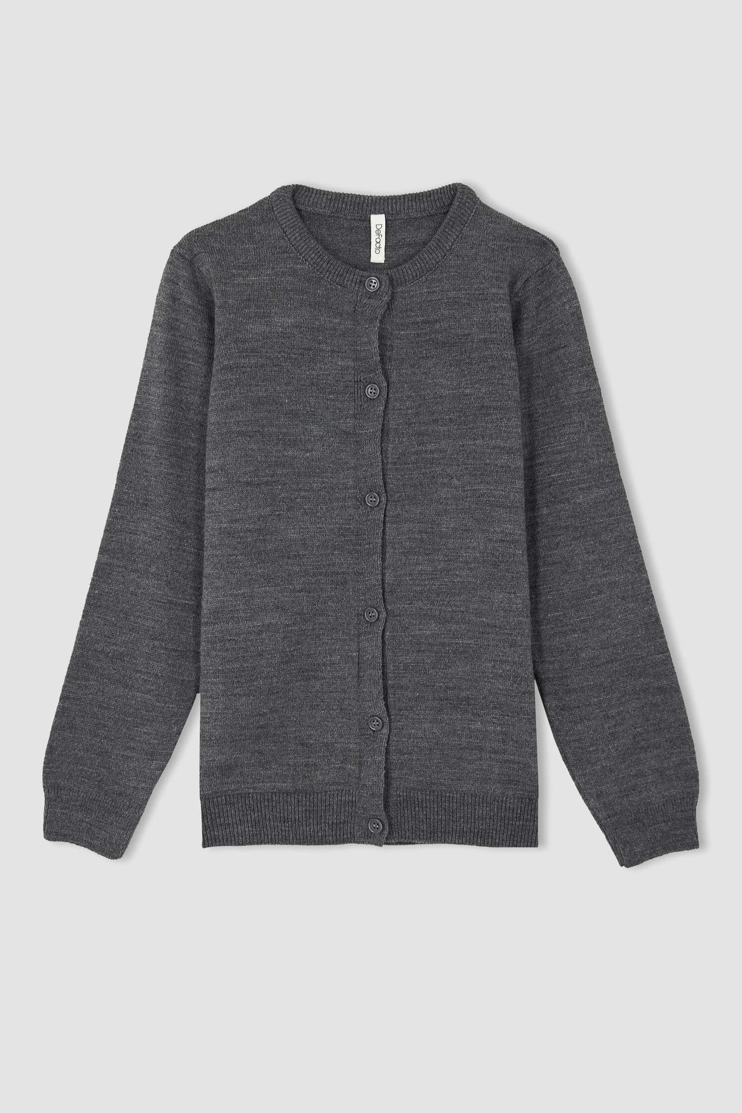 Кардиган стандартного кроя на пуговицах для девочек, Школьная коллекция