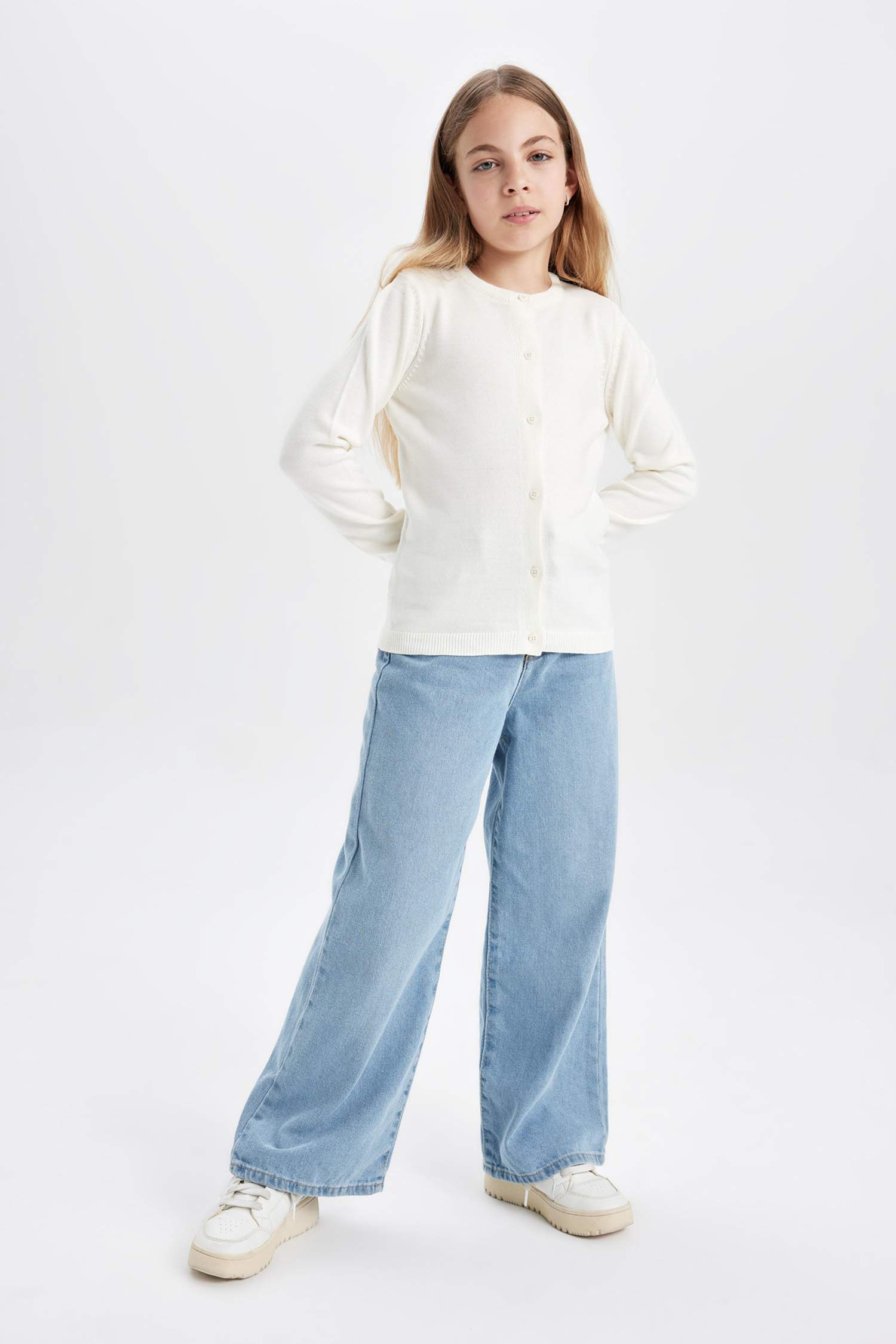 Кардиган с круглым вырезом для девочек, Школьная коллекция