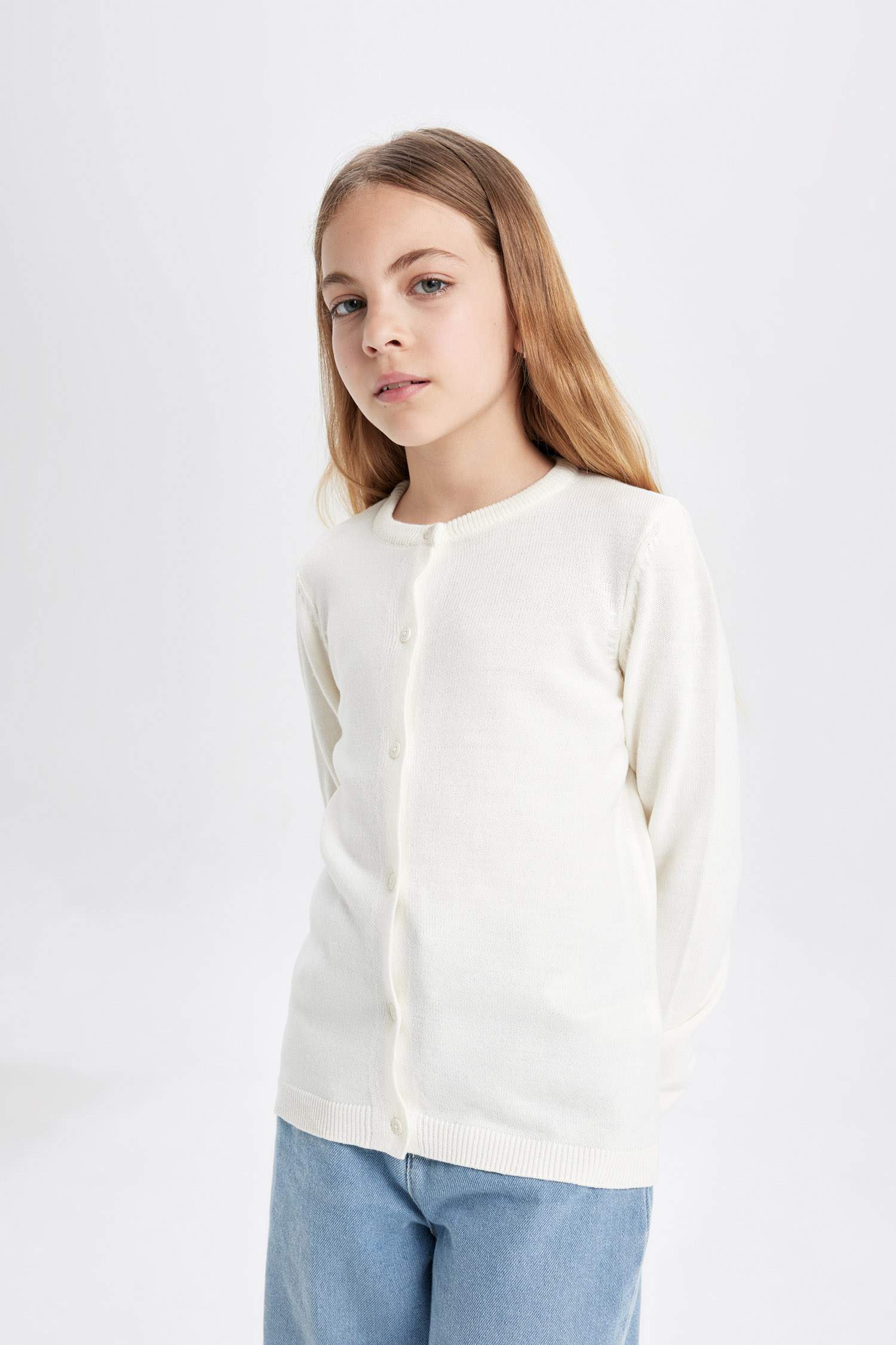 Кардиган с круглым вырезом для девочек, Школьная коллекция