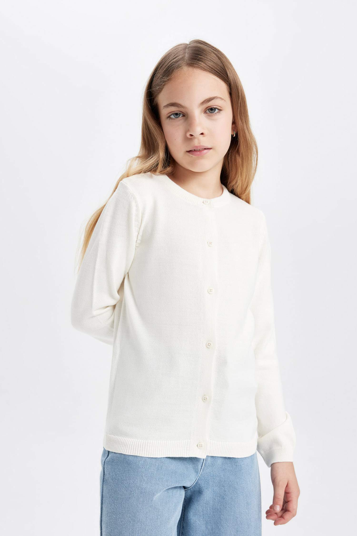 Кардиган с круглым вырезом для девочек, Школьная коллекция