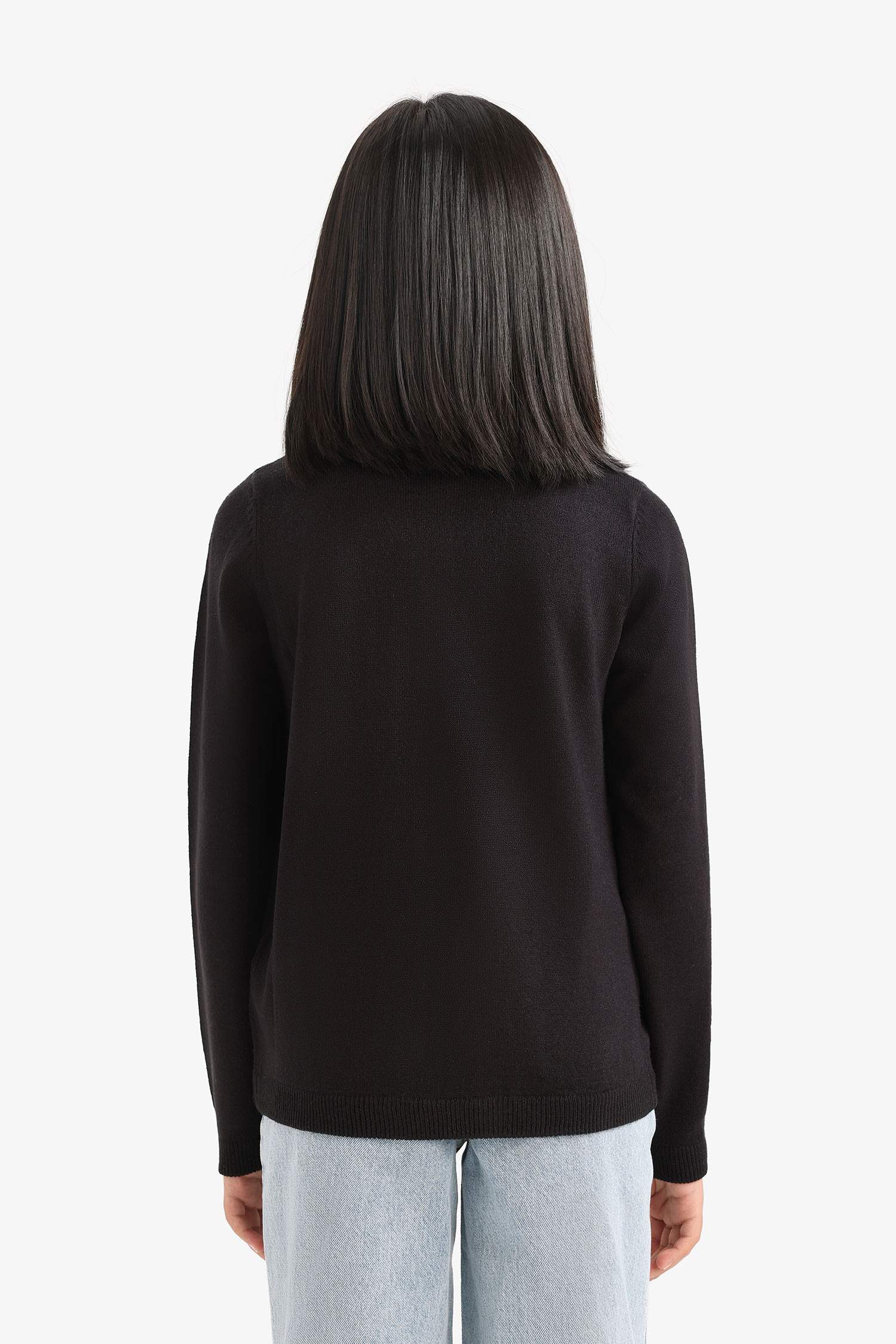 Kız Çocuk Bisiklet Yaka Düğmeli Triko Hırka