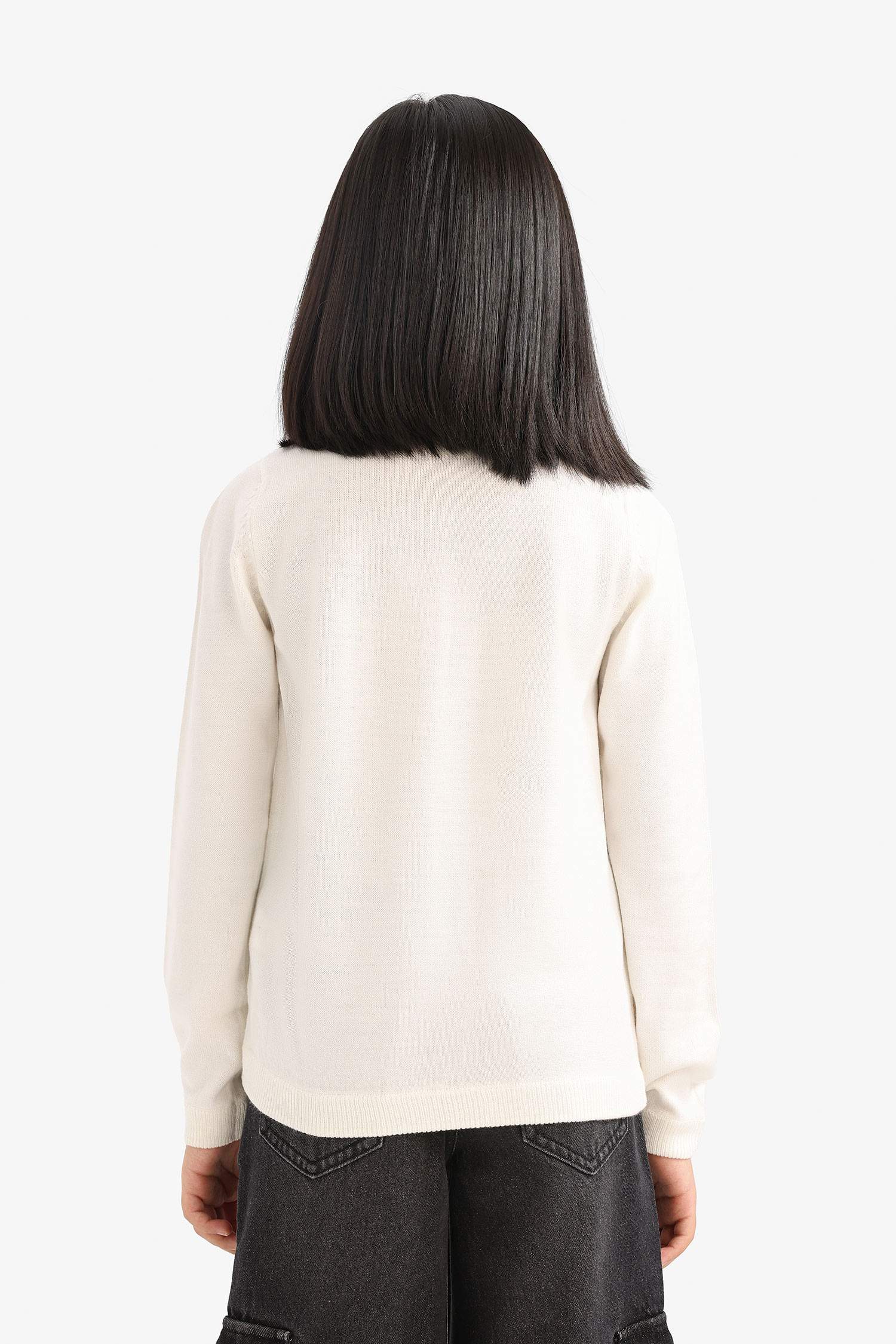 Kız Çocuk Bisiklet Yaka Düğmeli Triko Hırka