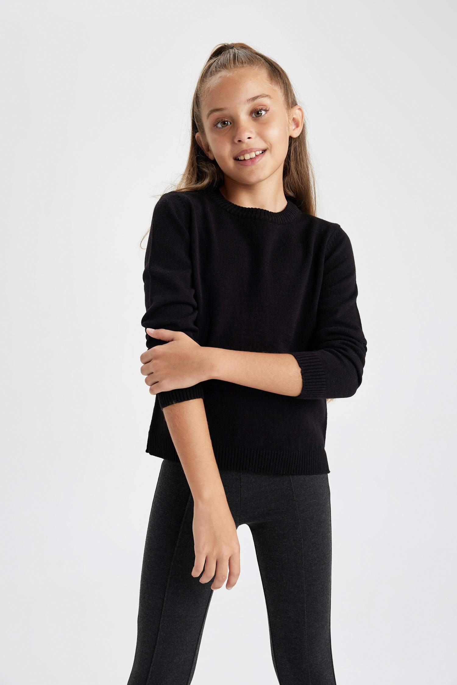 Свитер с круглым вырезом для девочек, Школьная коллекция