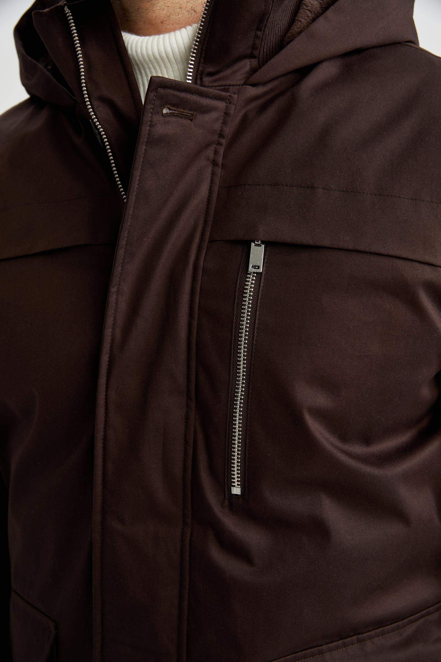 Parka Coton Coupe slim raccourcie À capuche