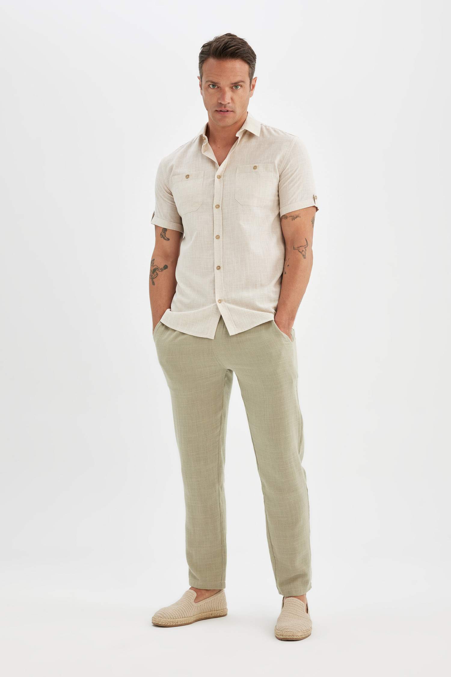 قميص نص ردن بوبلين سليم فيت