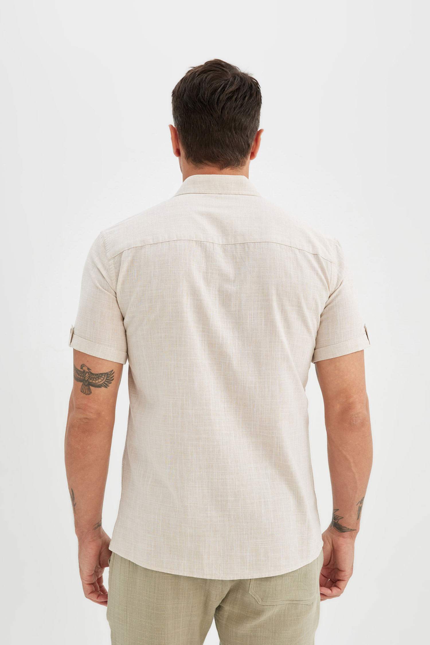 قميص نص ردن بوبلين سليم فيت