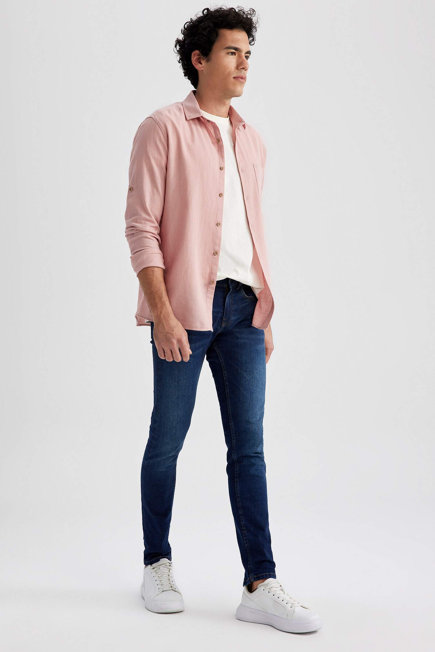 Slim Fit Textured Long Sleeve Shirt