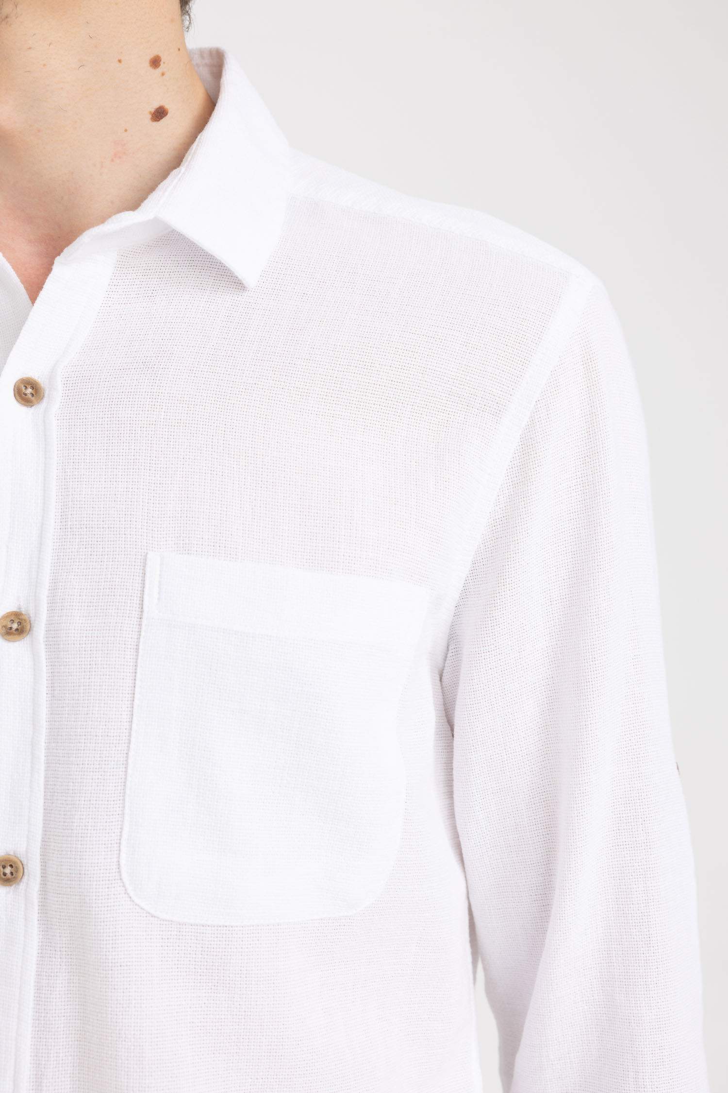 Chemise basique aspect lin à manches longues Coupe slim